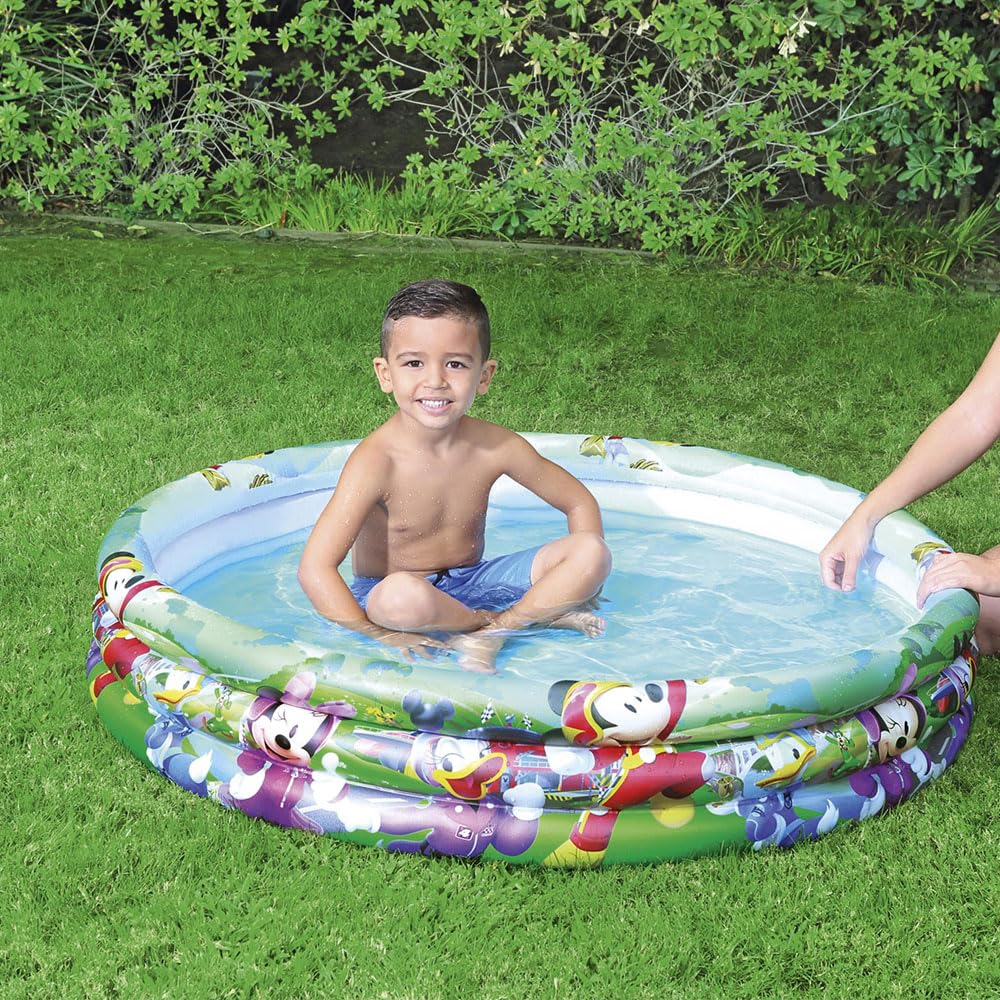 Alberca Inflable 2+ años red Mickey Mouse Club House azul 3anillos 1mod 1.22x25cm (48x10pulg)