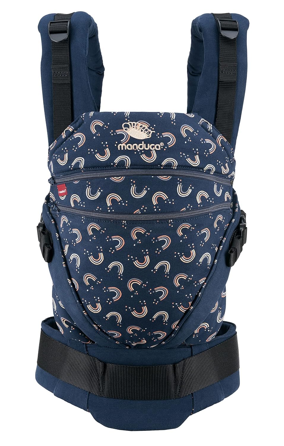 Manduca XT Rainbow Night Portabebé Ergonómico de Algodón Orgánico, Mochila Cangurera Multiposición (Frente, Cadera, Espalda), Ajustable para Recién Nacidos y Niños (3.5 a 20 kg), sin Insertos, XT LE
