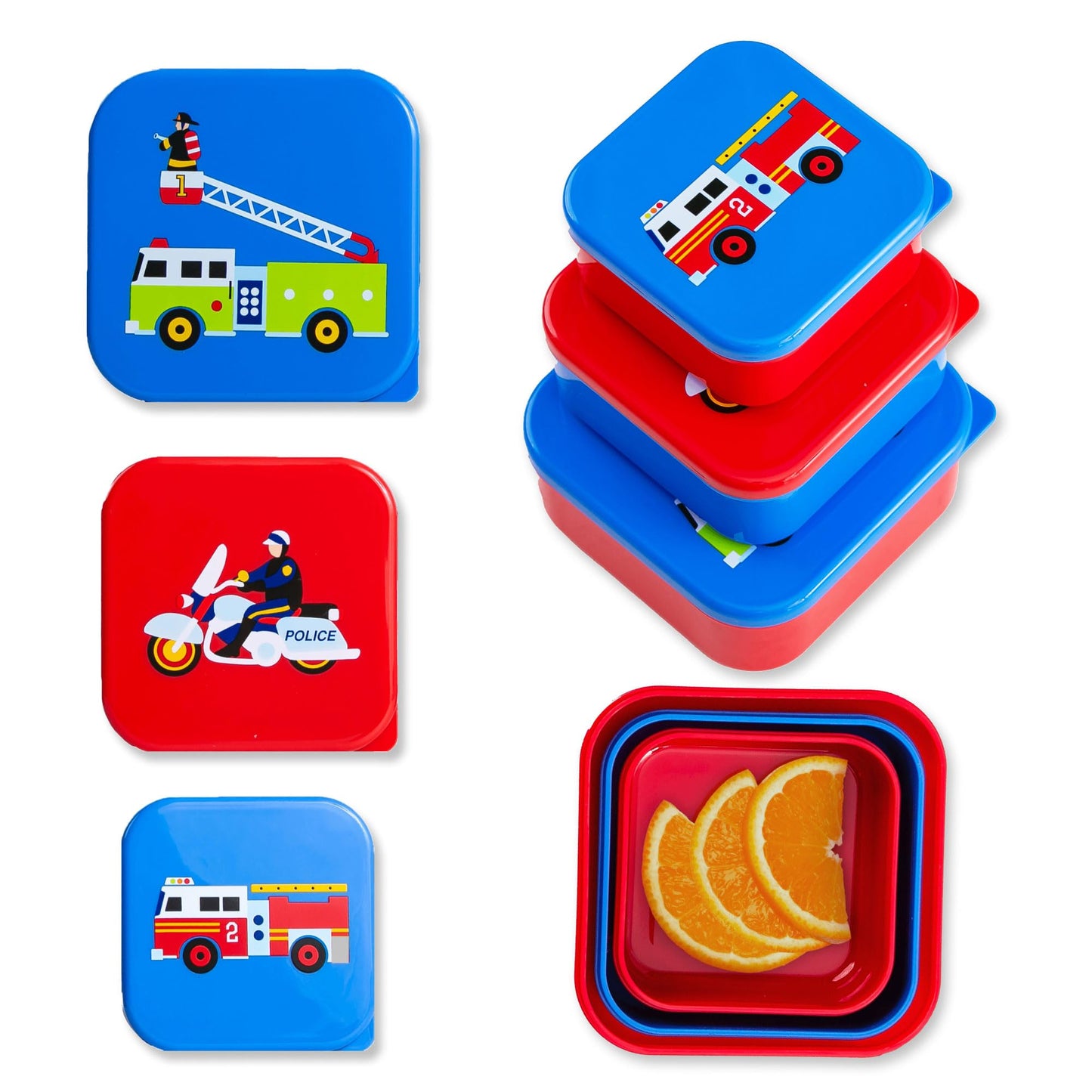 Wildkin - Recipientes de comida para niños, apilables, herméticos y aptos para lavaplatos, juego de 3 héroes
