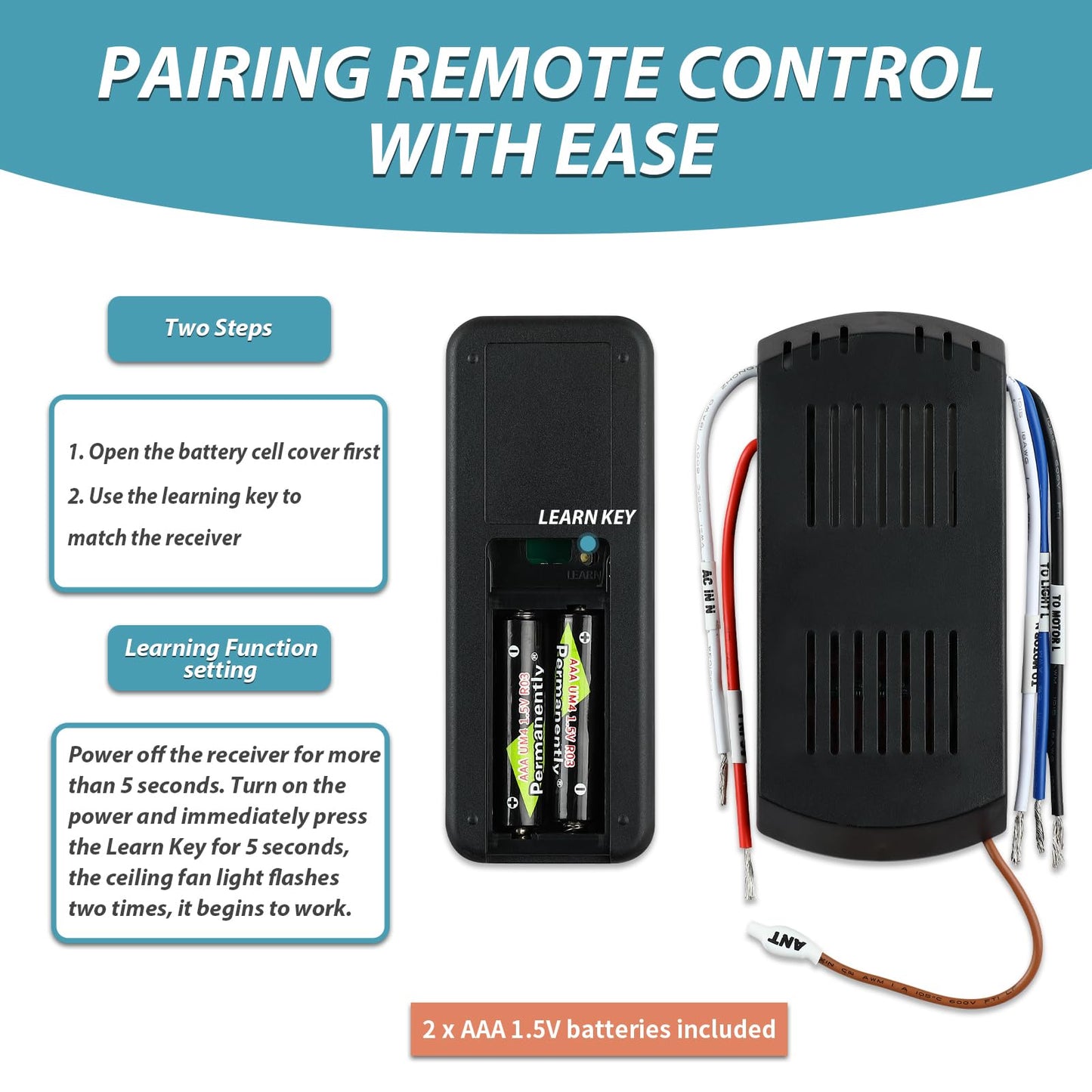 Kit Control Remoto Universal Ventilador Techo Harbor Breeze Hampton Bay Hunter con Regulador Luz de 3 Velocidades