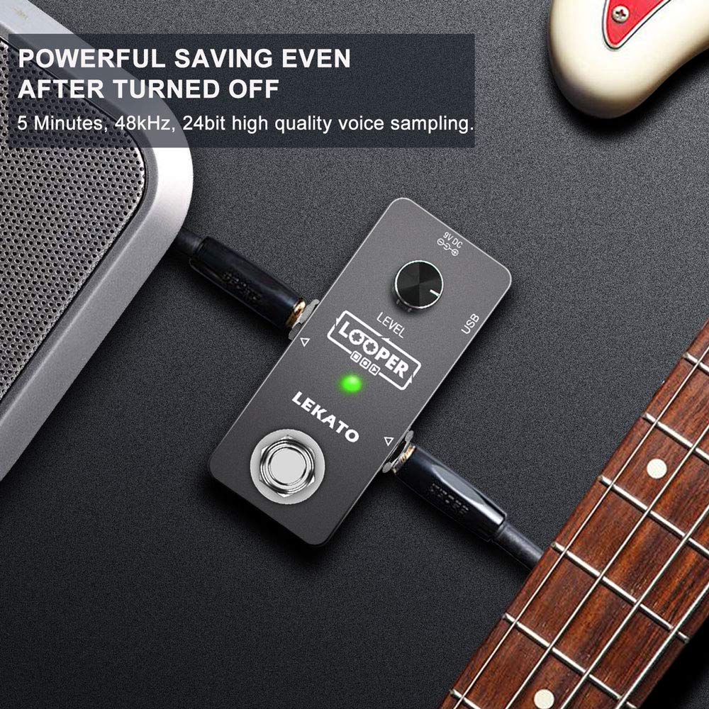 LEKATO - Pedal de bucle para guitarra con efecto de bucle de 5 minutos de bucle de tiempo de bucle de bucle de bucle de bucle de un bucle ilimitado Overdubs