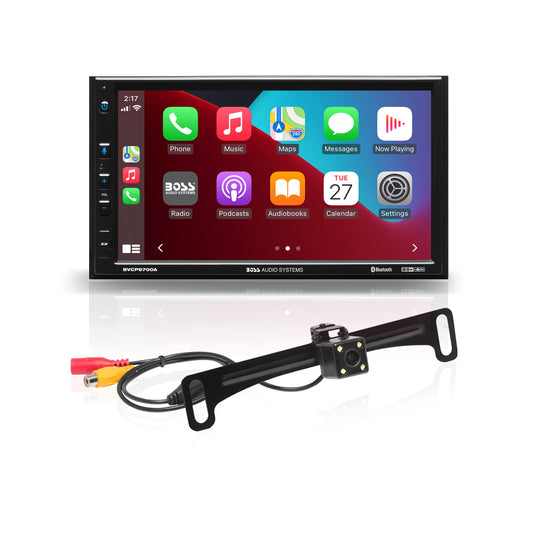 Reproductor Multimedia BOSS Audio Systems Negro con Apple CarPlay y Android para Coche, Pantalla Táctil de 7 Pulgadas, Bluetooth, Cámara de Respaldo