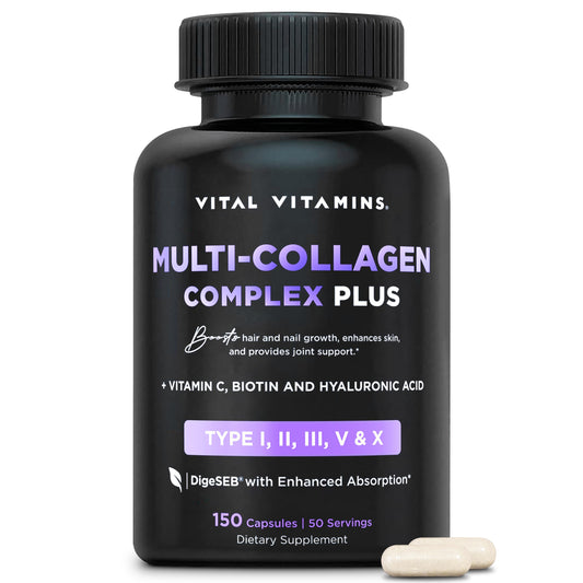 Collagen for Women - Plus Vitamin C, Biotin, Hyaluronic Acid - Type, I, II, III, V & X Multi Complex - 150 Pills