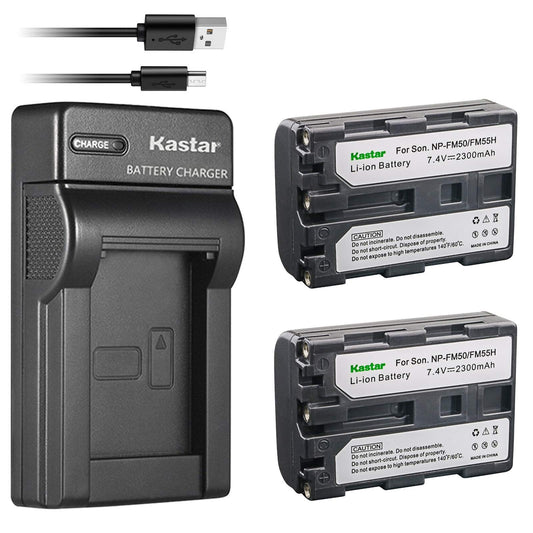 Kastar Batería X2 y cargador USB delgado para Sony NP-FM50, Sony HC1 TRV280 TRV350 TRV250 TRV19 TRV22 TRV27 TRV33 TRV460 TRV140 TRV17 TRV340 TRV38 TRV480000 TRTRV26 TRV0 TRV138 TRV608 DVD101 DVD201