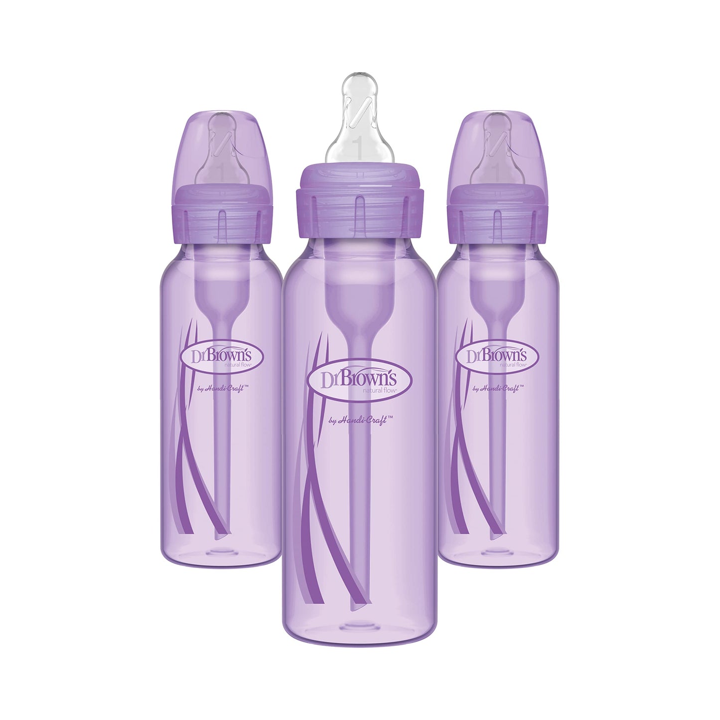 Dr. Brown's Options+ Baby Bottles, 8 Ounce, Purple, 3 Count