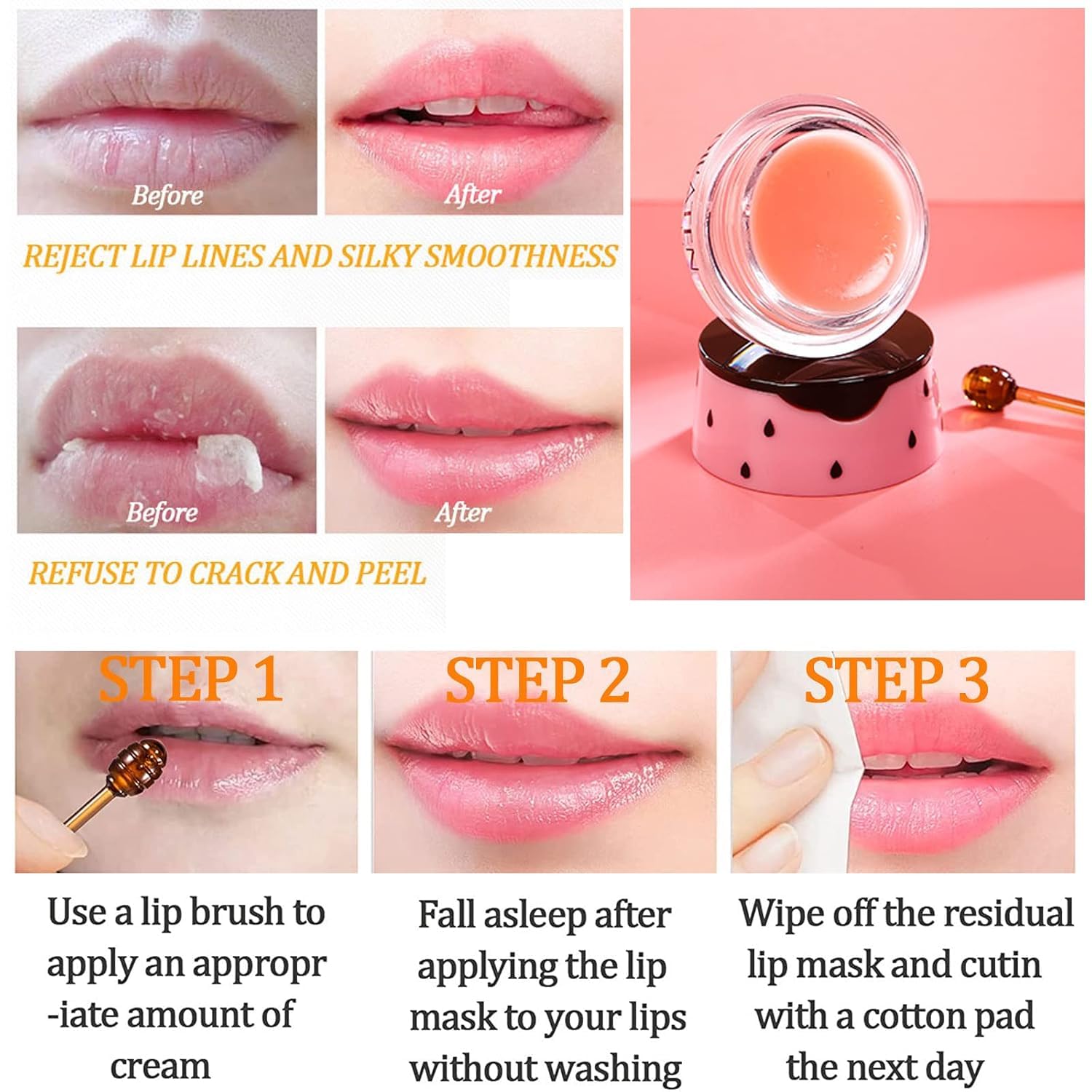 Bálsamo Labial de Miel de Abeja,Bálsamo Labial Hidratante con Propóleo,Bálsamo Labial Hidratante de Miel con Propóleo,Hidratación y Prevención de Labios Secos y Agrietados (Strawberry Pot)