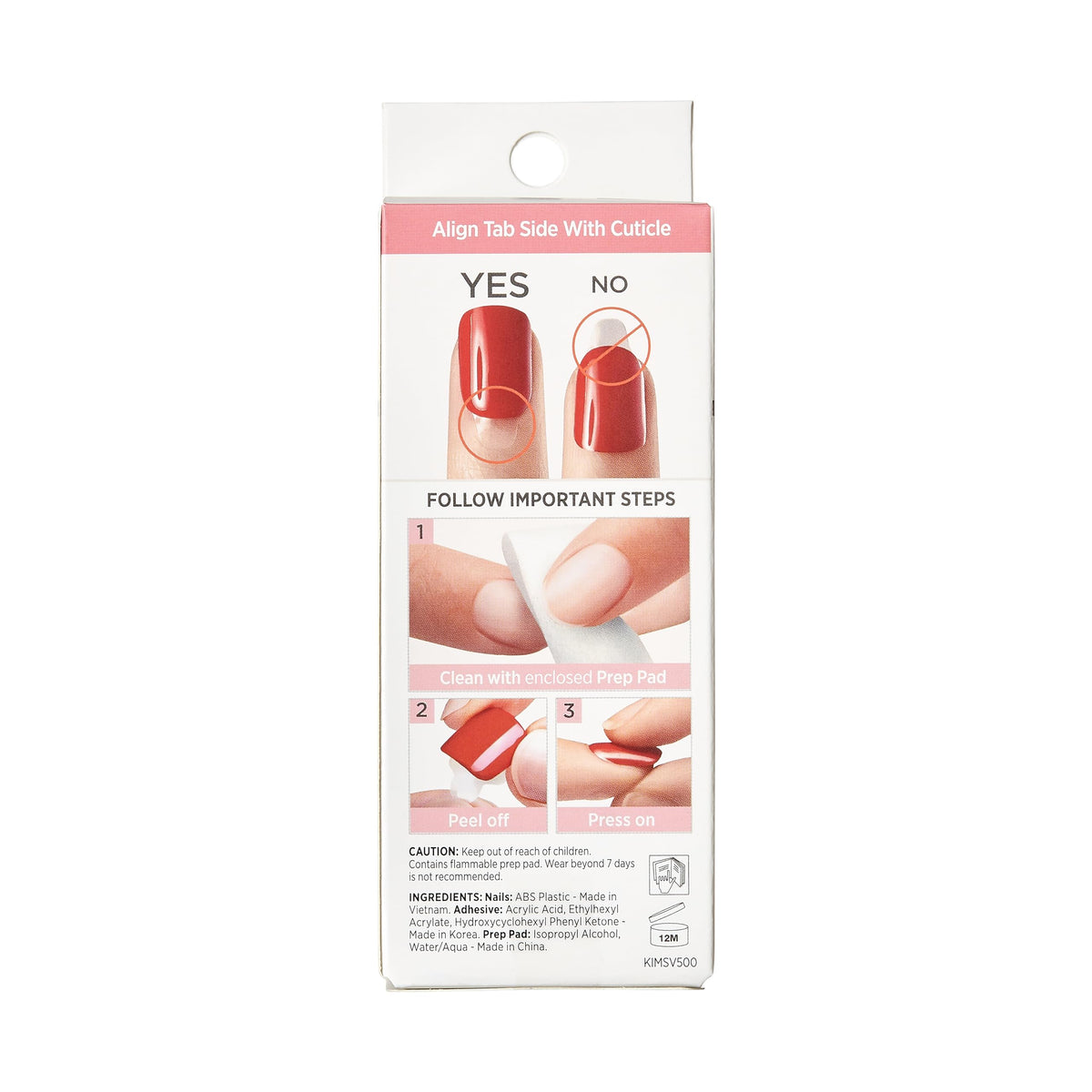 Uñas postizas sin pegamento KISS, diseño 'Adore You', rojo, tamaño corto, forma ovalada, incluye 30 uñas, almohadilla de preparación, hoja de instrucciones, 1 palito de manicura, 1 lima pequeña