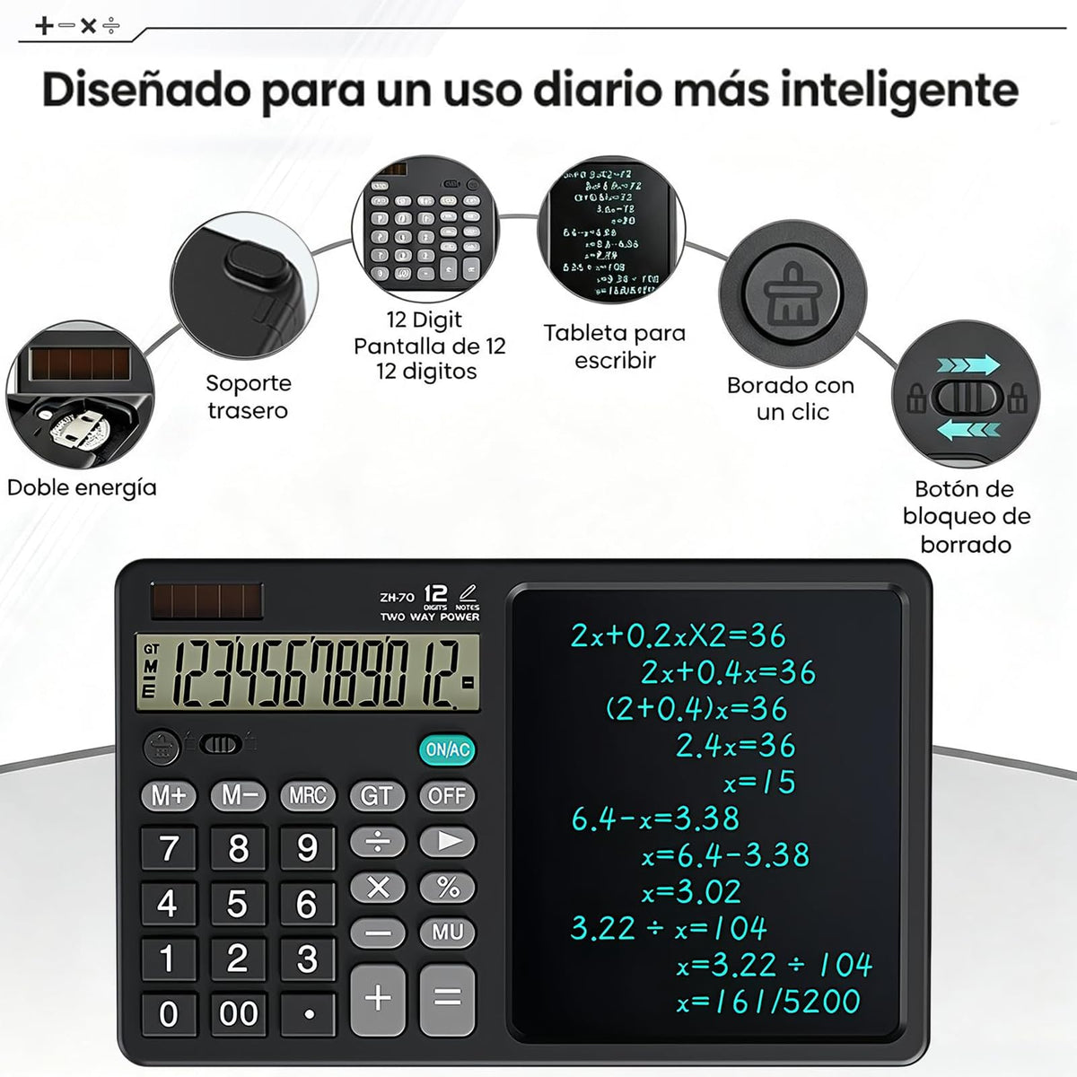 Calculadora Científica NUCLAX 2 en 1 LCD Bloc de Notas y Bolígrafo