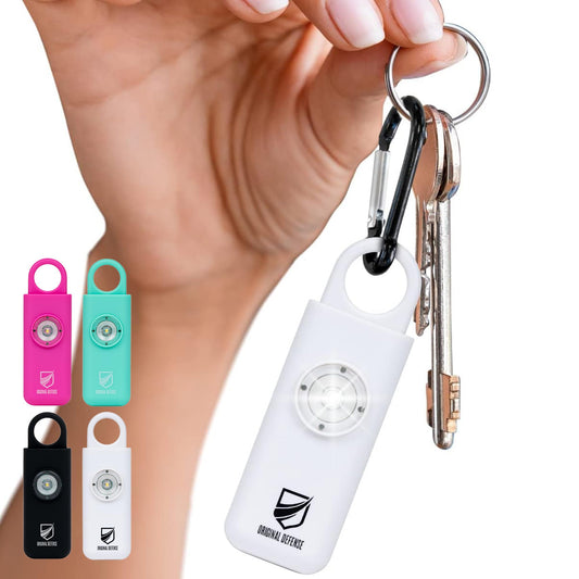 Alarma de Autodefensa Original Defense Blanco 130 dB con Luz Estroboscópica LED para Mujer