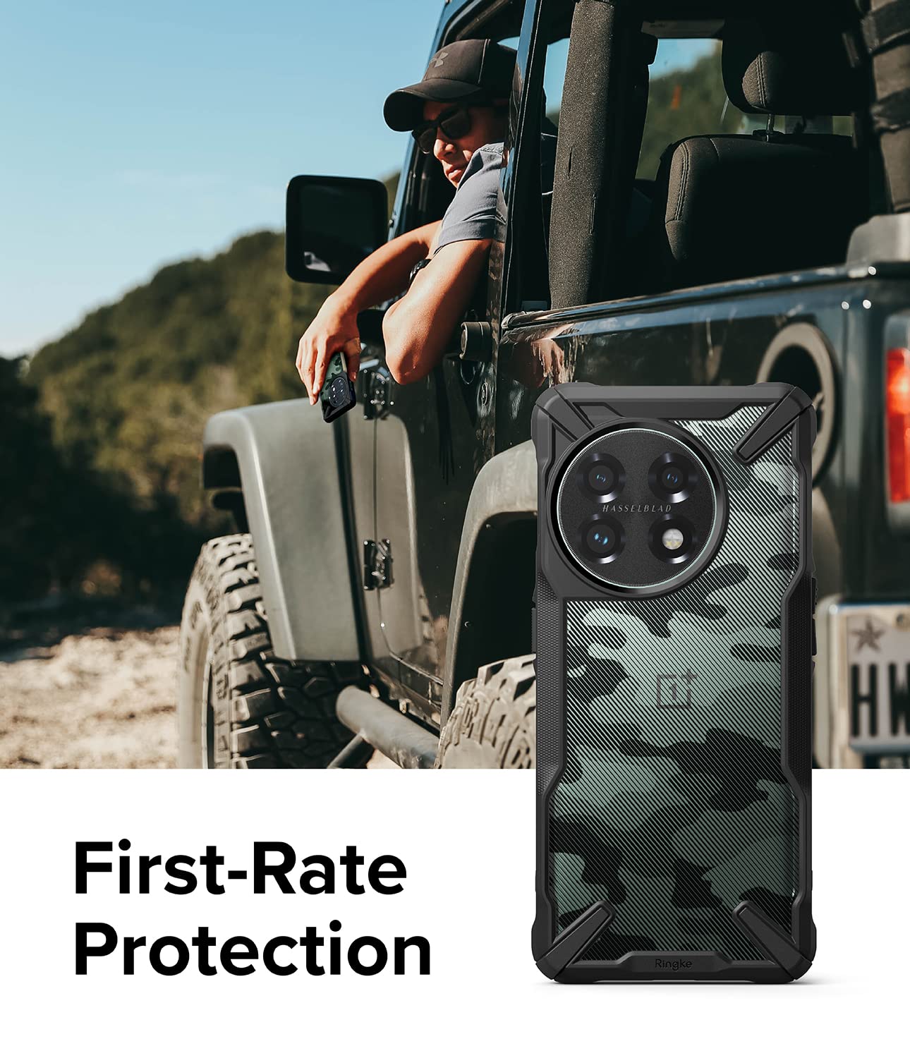 Funda Parachoques Ringke Fusion-X Camo Black Compatible con Oneplus 11 5G Antiarañazos Resistente Impactos