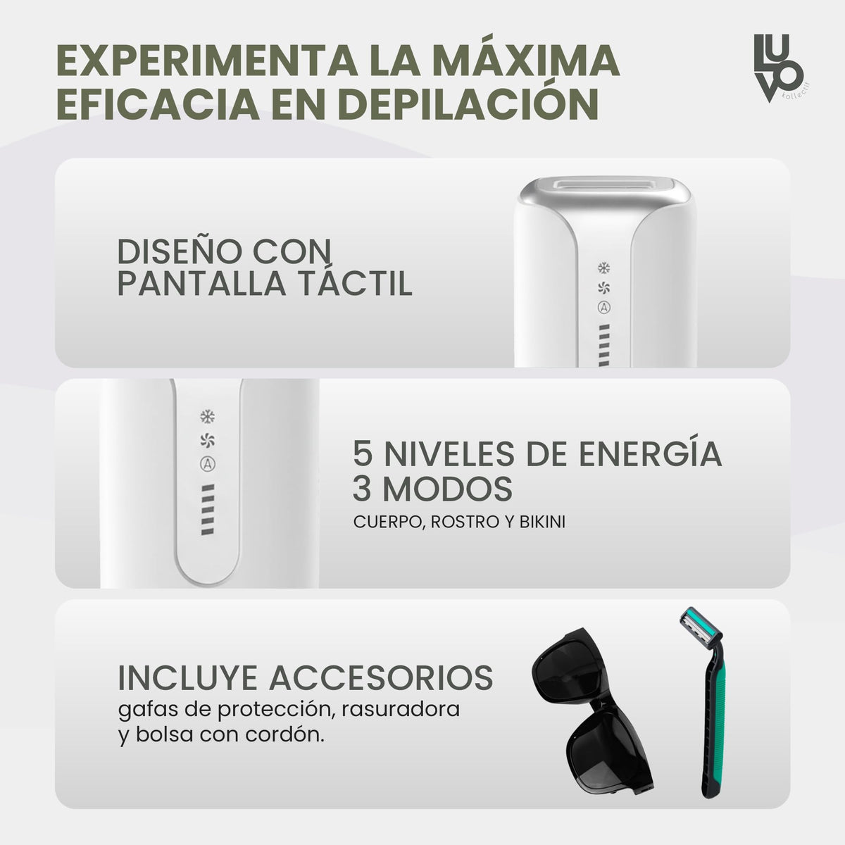 Depiladora Láser Mujer Eléctrica IPL – Máquina de Depilación con Luz Pulsada para Removal de Vello – Epilator Profesional para Depilar en Casa sin Dolor