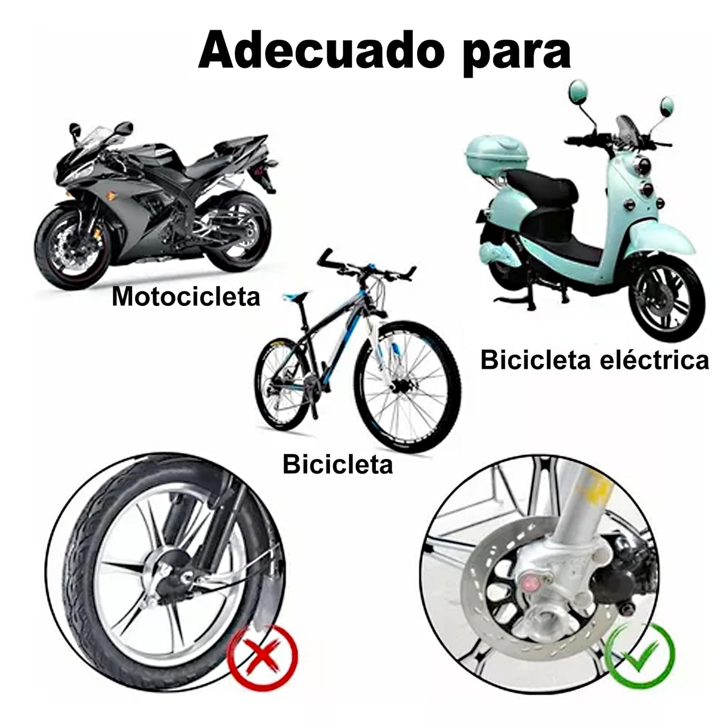BAKEWAY Candado para Motocicleta y Bicicleta,Candado para Motocicleta Universal con Alarma de 110dB Impermeable IP65 Seguro Antirrobo con Motocicleta Bicicleta etc Vehículos con Llanta de Disco