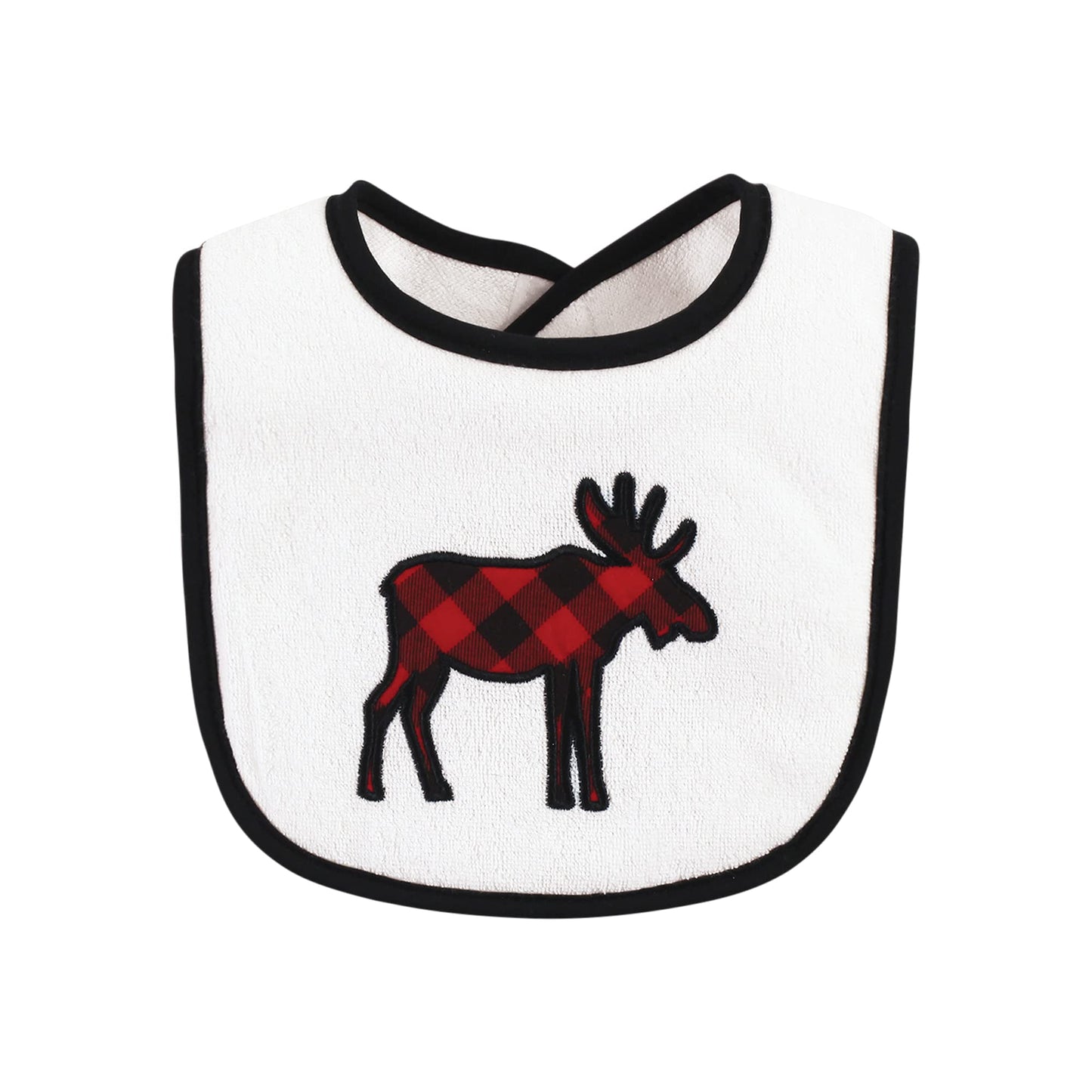 Hudson Baby Baberos unisex de rizo de algodón para bebé con relleno de fibra, oso de alce para niño, talla única