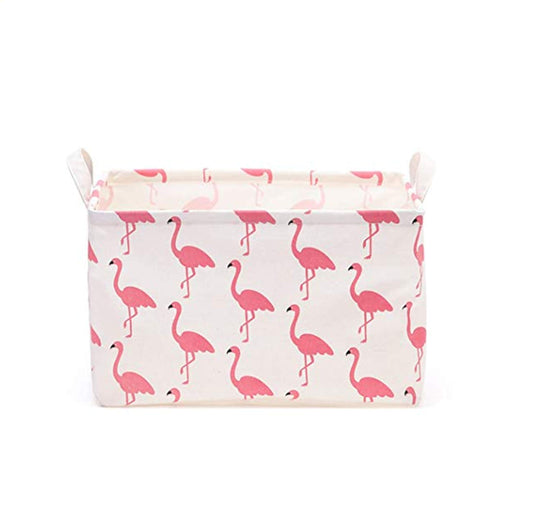 Cesta de almacenamiento rectangular de flamenco, cesta de almacenamiento plegable, caja de almacenamiento con revestimiento impermeable y asa. Utilizado para organizar juguetes y ropa de niños, libros, cestas de regalo