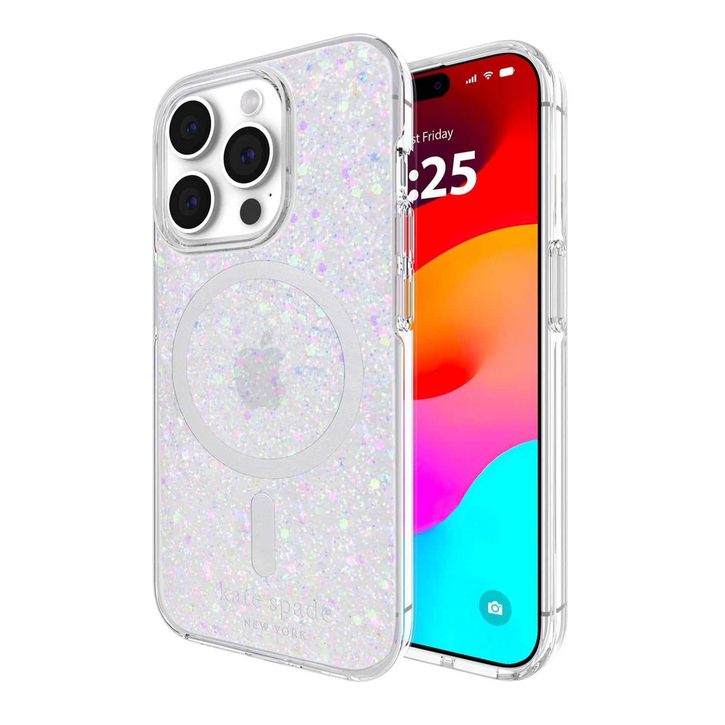 Kate Spade Nueva York - Funda para iPhone 15 Pro, Compatible con MagSafe - Iridiscente de Brillantina Gruesa