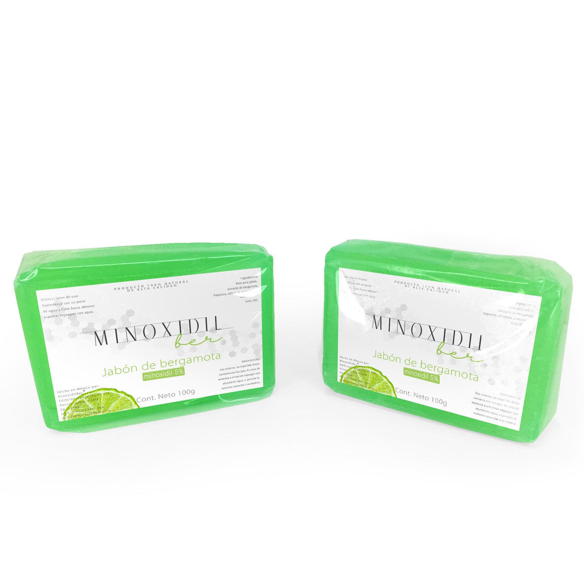 Jabón para Barba y Bigote Minoxidil 5% y Bergamota MINOXIDILBER. Set de 2 Piezas