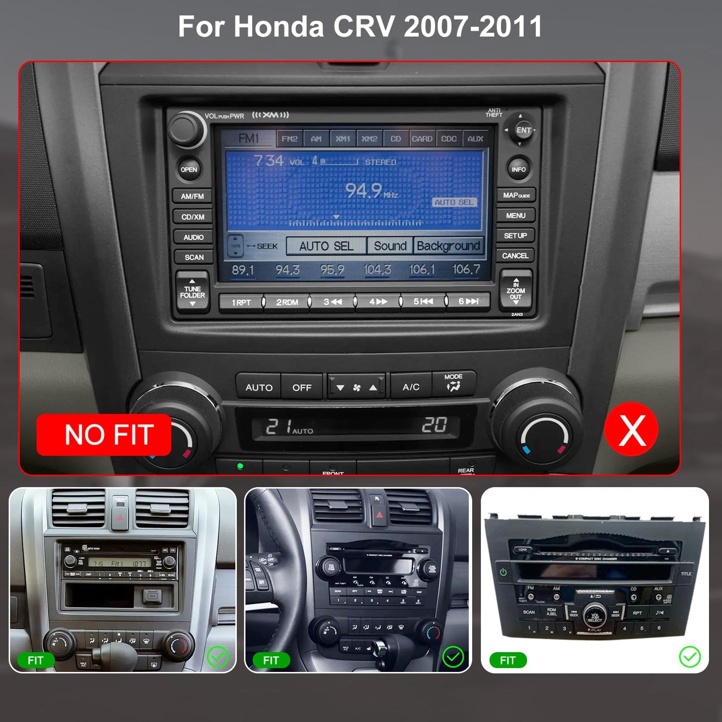 Radio de coche Android 5G WiFi para Honda CRV 2007 2008 2009 2010 2011, unidad principal de visualización táctil de 7 pulgadas con cámara inalámbrica Apple Carplay Android Auto GPS de navegación FM