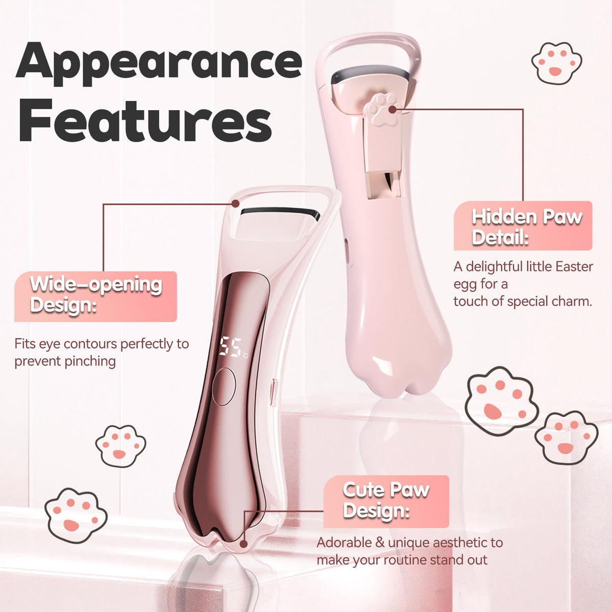 ZNJAVX Heated Eyelash Curler Fast Heat Up in 10s - Rechargeable Electric Eyelash Curler for20h Long Lasting Curls - Safe Anti-Burn Lash Curler Elevate