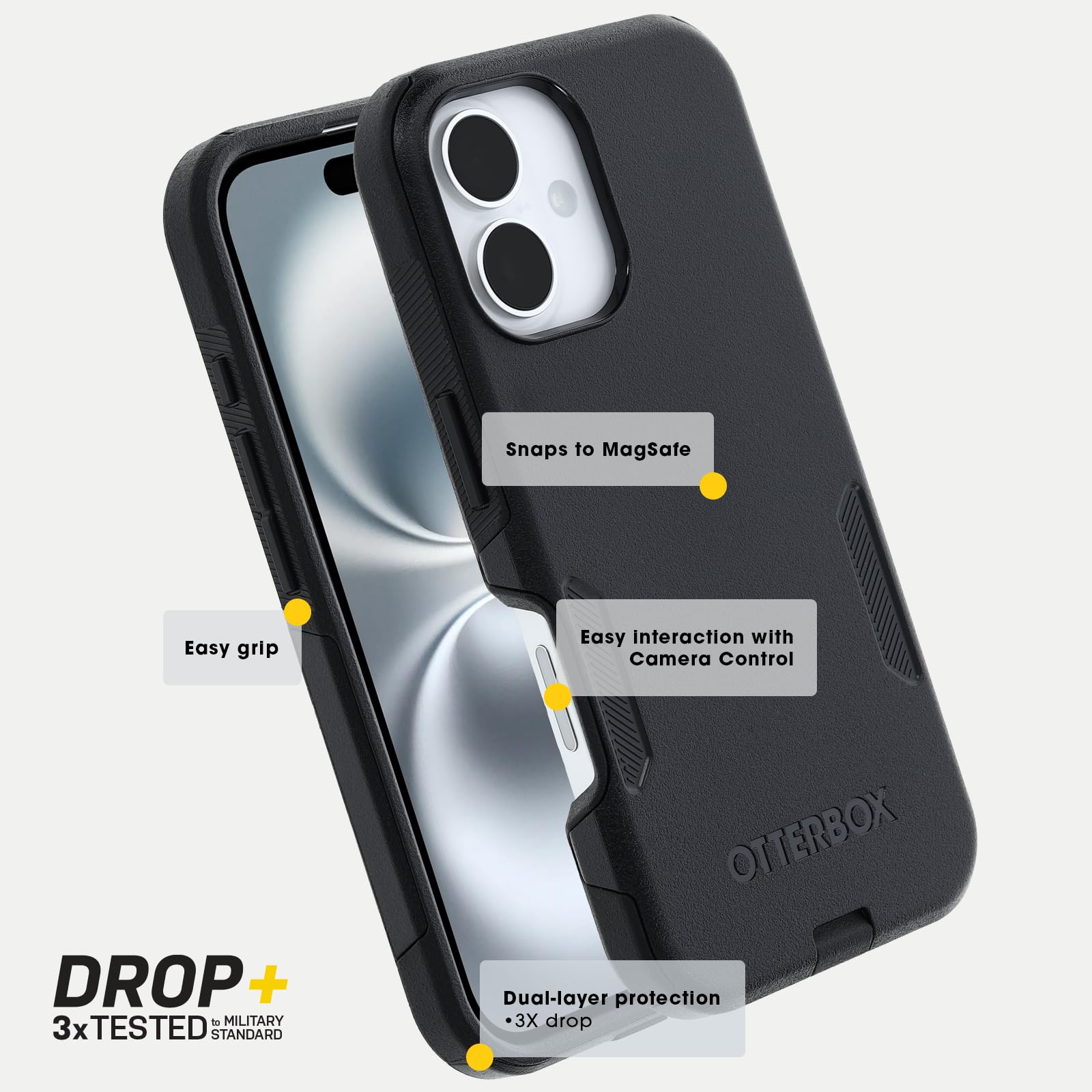 Funda para iPhone 16 OtterBox Negro Commuter Series