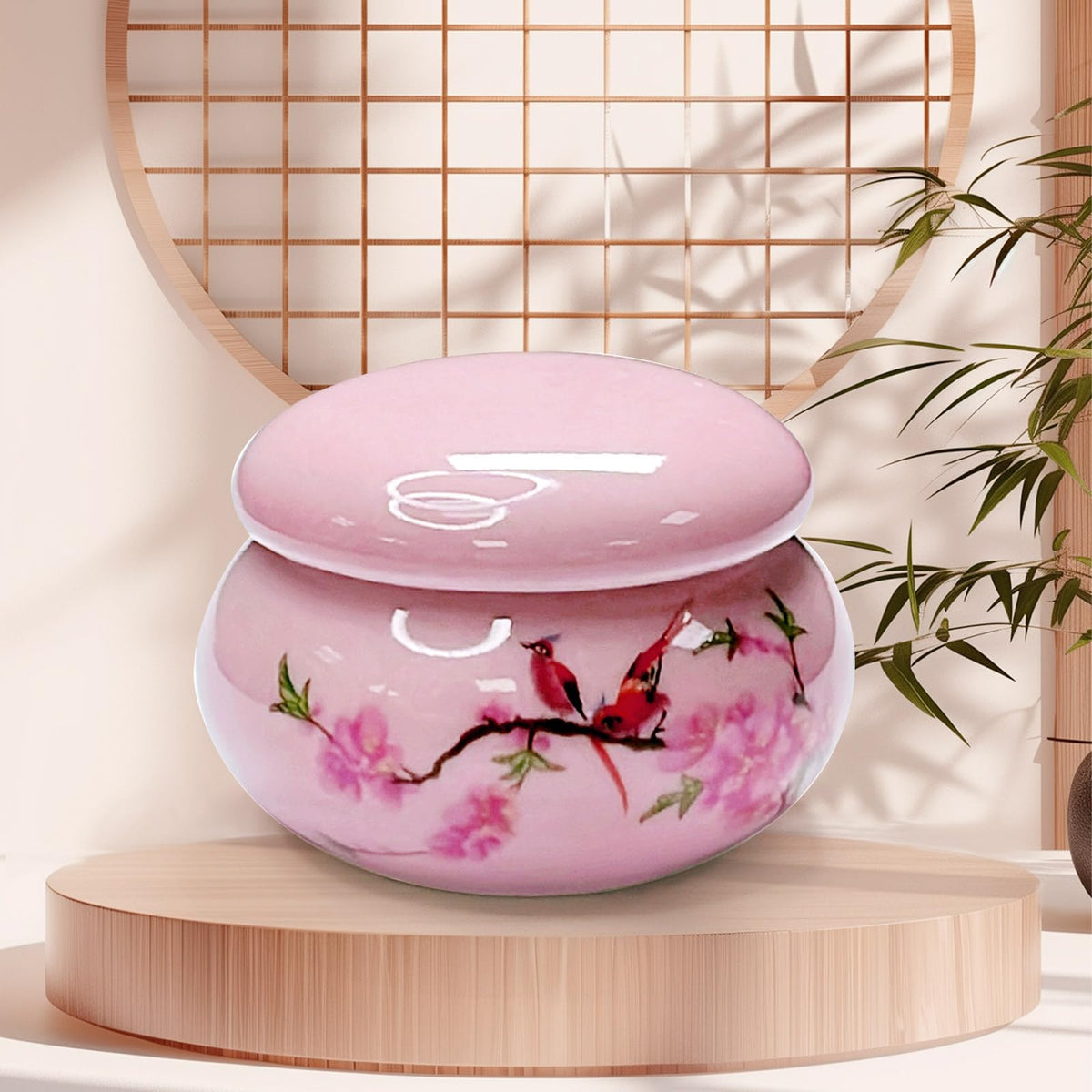 Plato de Porcelana YSHJB008 Rosa con Tapa para Acrílico Líquido de Uñas