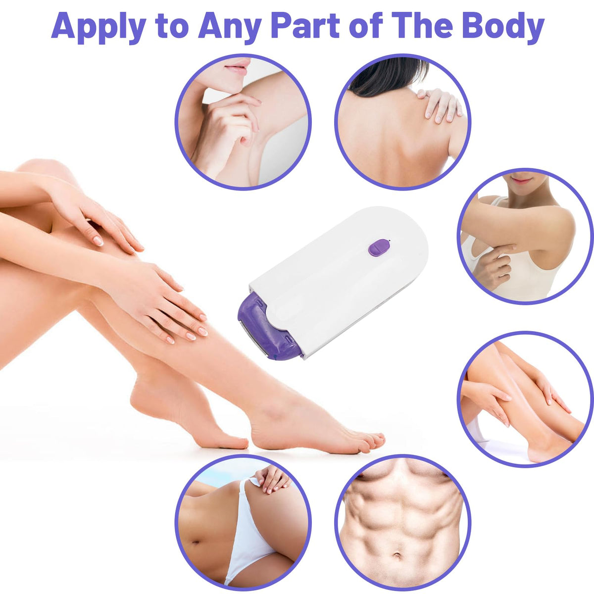KAILIYA - Herramienta de eliminación de vello suave y sedosa, portátil, indolora, recargable, depiladora, suave al tacto, para quitar el cabello aplicable a cualquier parte del cuerpo de mujeres y