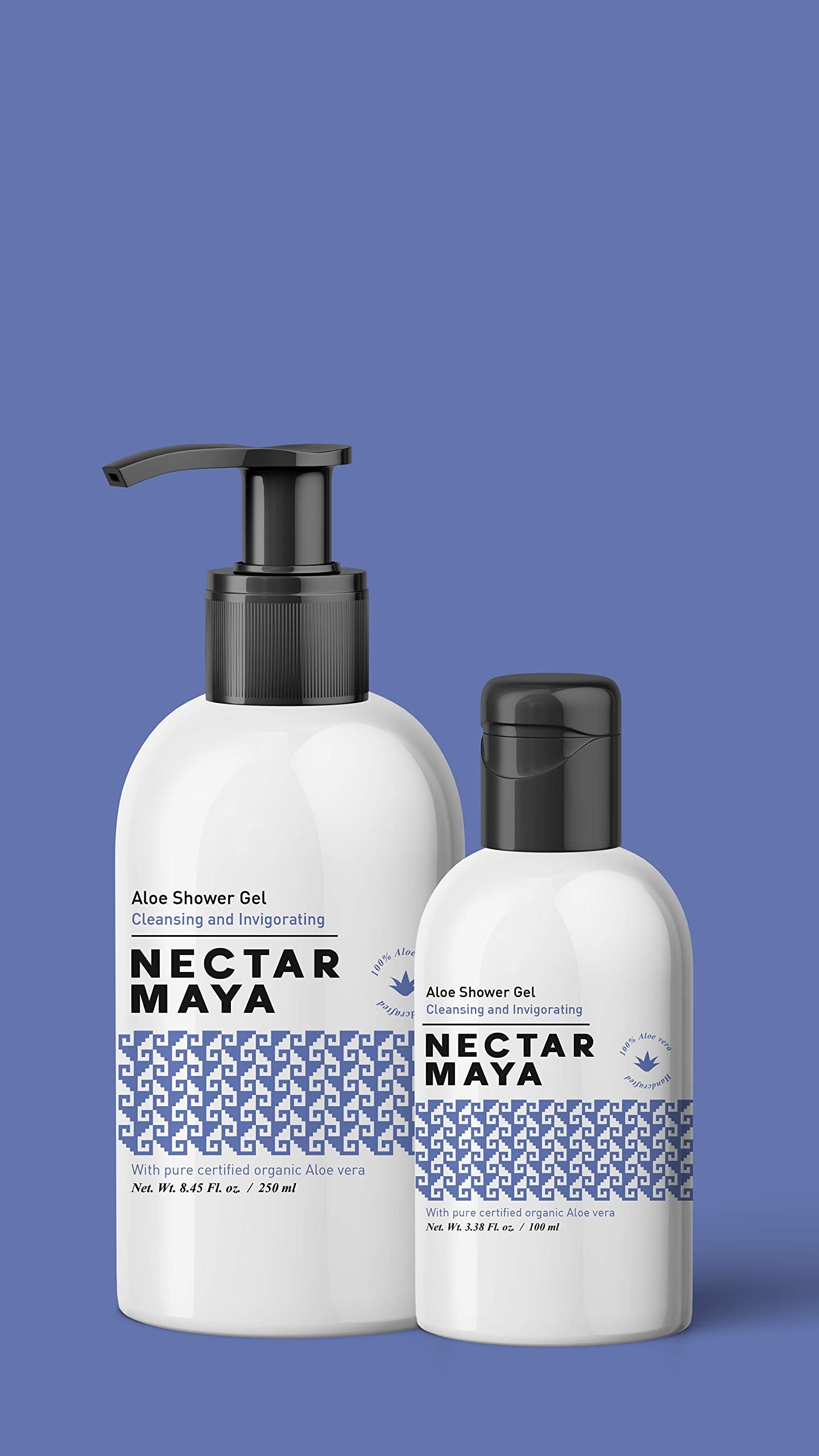 Nectar Maya® Aloe Shower Gel. Jabón corporal líquido biodegradable y orgánico para cuidado de la piel (100 ml)
