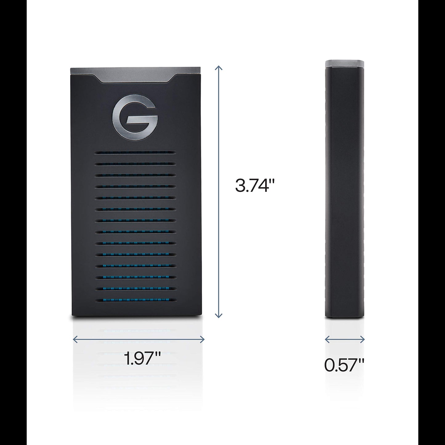 G-Technology 2TB G-Drive Mobile SSD Durable portátil Almacenamiento Externo – USB-C (USB 3.1), hasta 560 MB/s – 0G06054-1, Negro