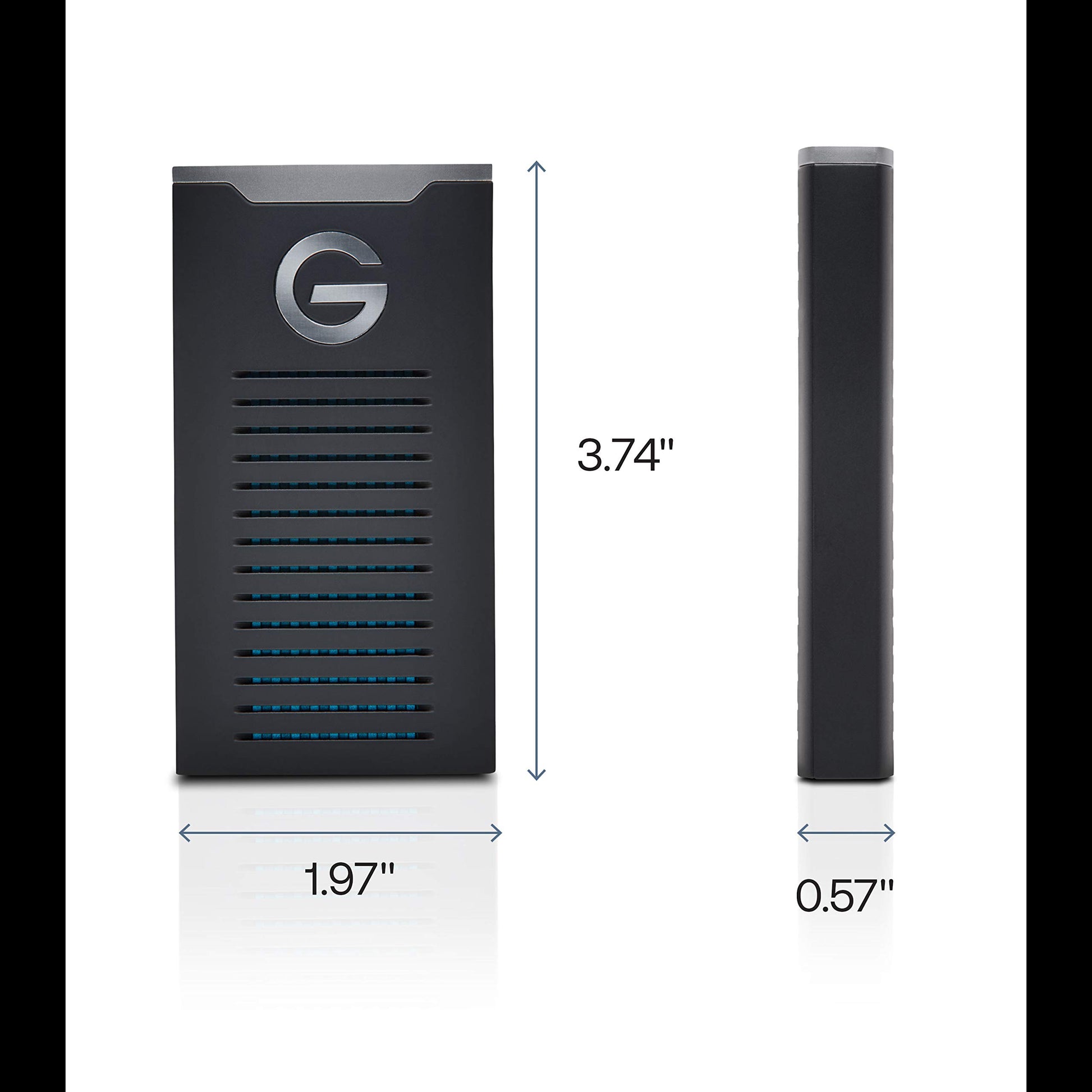 G-Technology 2TB G-Drive Mobile SSD Durable portátil Almacenamiento Externo – USB-C (USB 3.1), hasta 560 MB/s – 0G06054-1, Negro