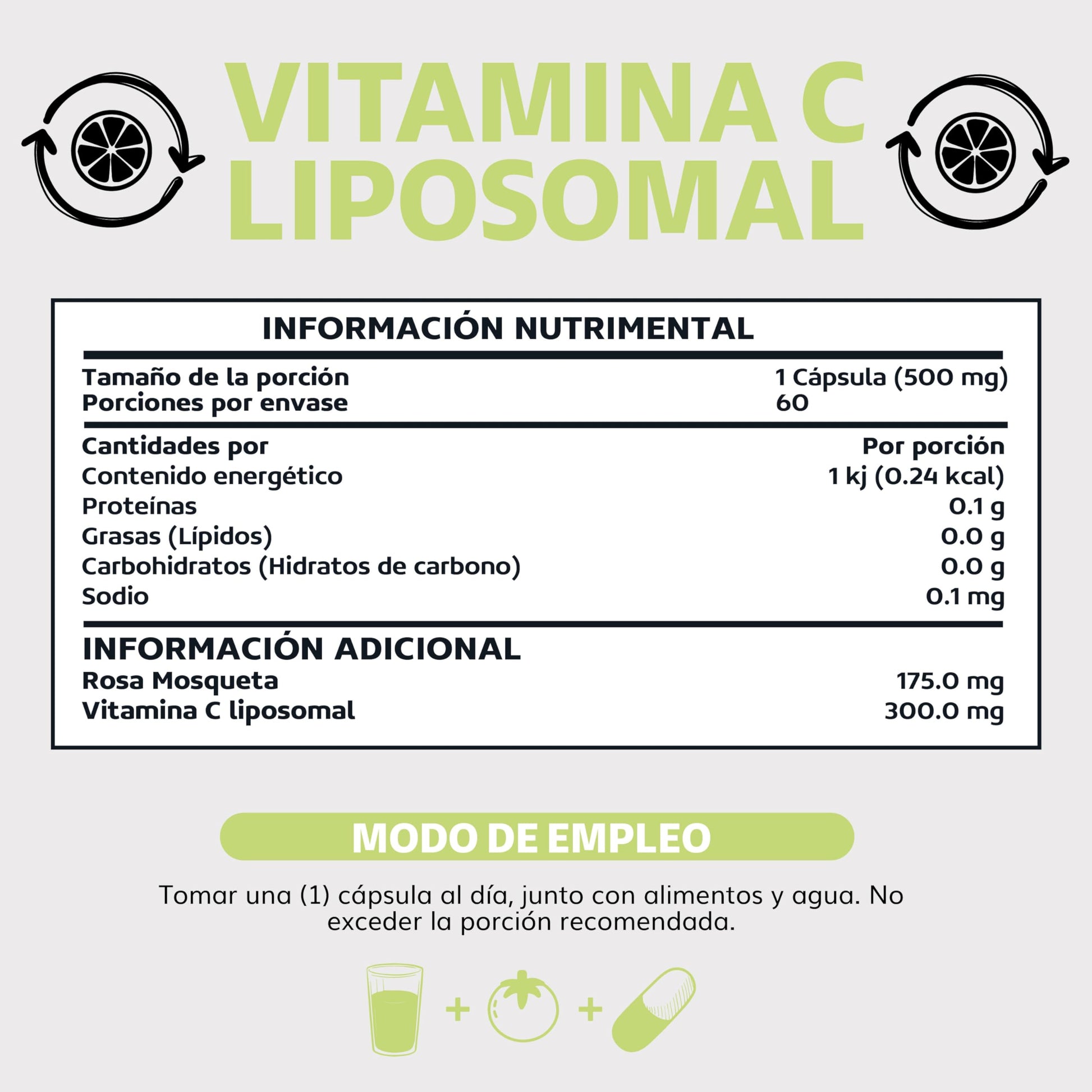Beyond Vitamins | Vitamina C Liposomal 300mg Potenciado con Rosa Mosqueta, 60 Cápsulas Veganas