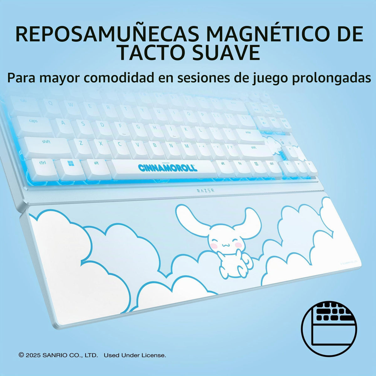 Teclado Gaming Razer Ornata V3 TKL Cinnamoroll Edition Iluminación RGB y Teclas de Perfil Bajo