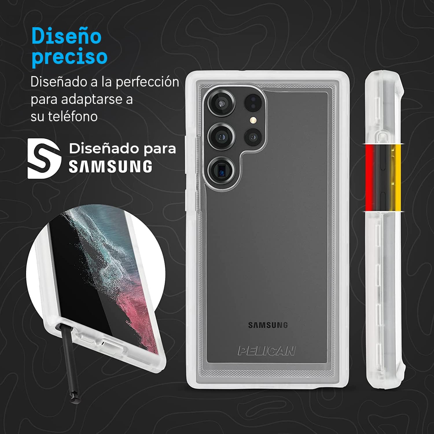Funda con Clip para cinturón Pelican Voyager Transparente con protección de Grado Militar para Samsung Galaxy S23 Ultra Compatible con Carga inalámbrica