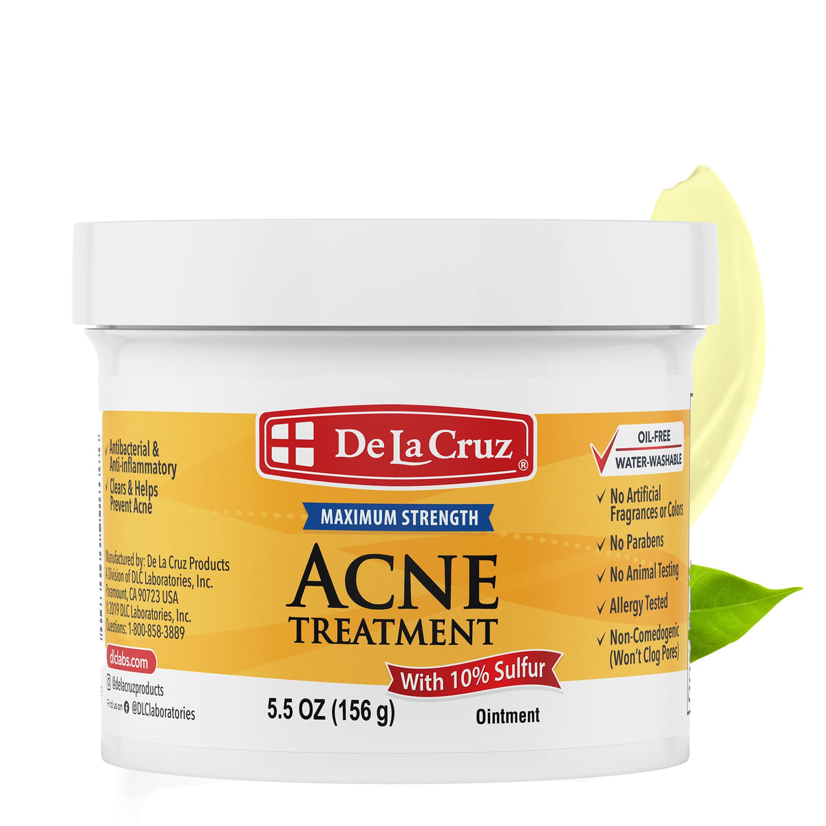 De La Cruz- Ungüento de azufre: tratamiento para el acné quístico en el rostro y el cuerpo: mascarilla de tratamiento local diario de 10 minutos: segura