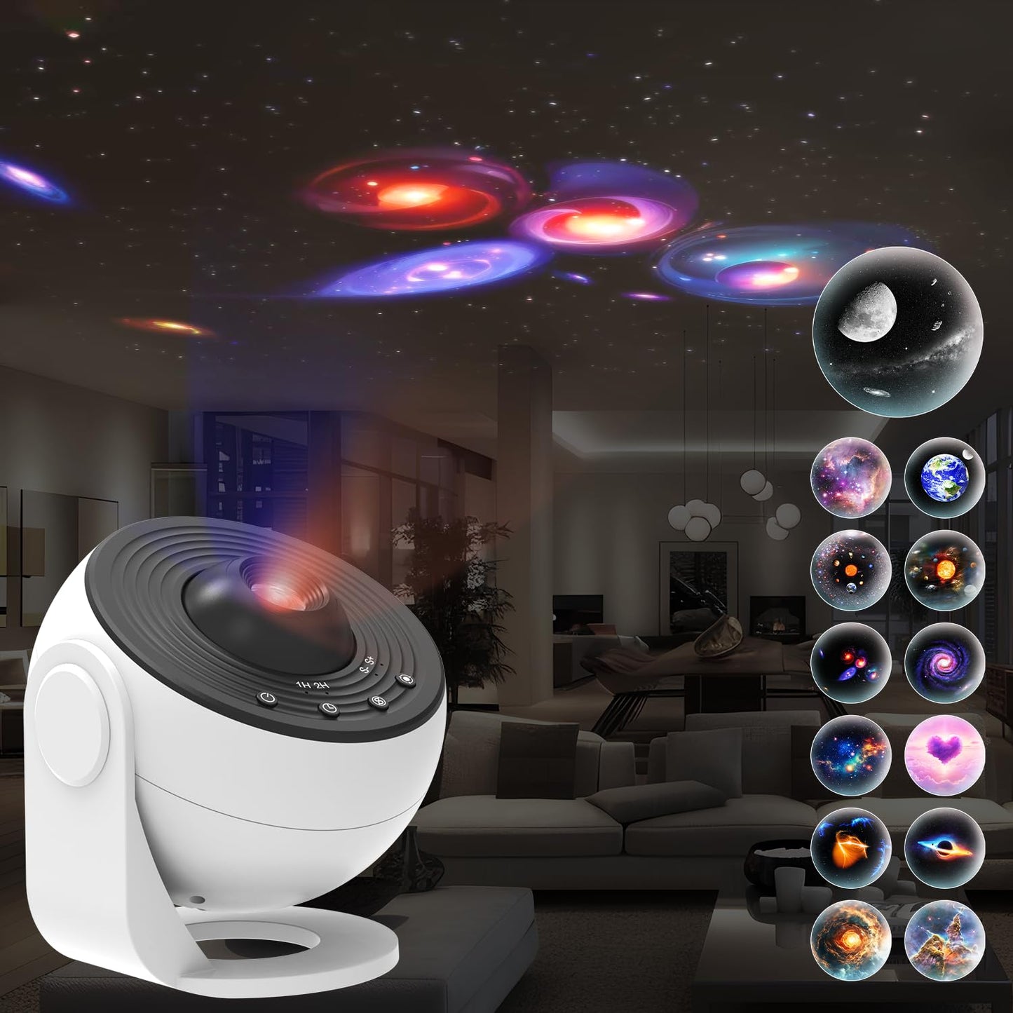 SOMKTN - Proyector de planetario totalmente nuevo - Comentario de audio astronómico incluido | Proyector de estrella y galaxia con 13 hojas de película únicas y etiqueta de identificación electrónica, luz nocturna para niños, adolescentes, niñas y niños