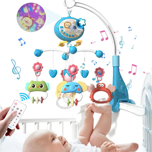 HNTCSR Movil para Cuna de Bebe - Proyector para Bebe, Cuna para Bebe, Cosas para Bebes Recien Nacidos, Baby Einstein Pecera（Azul）
