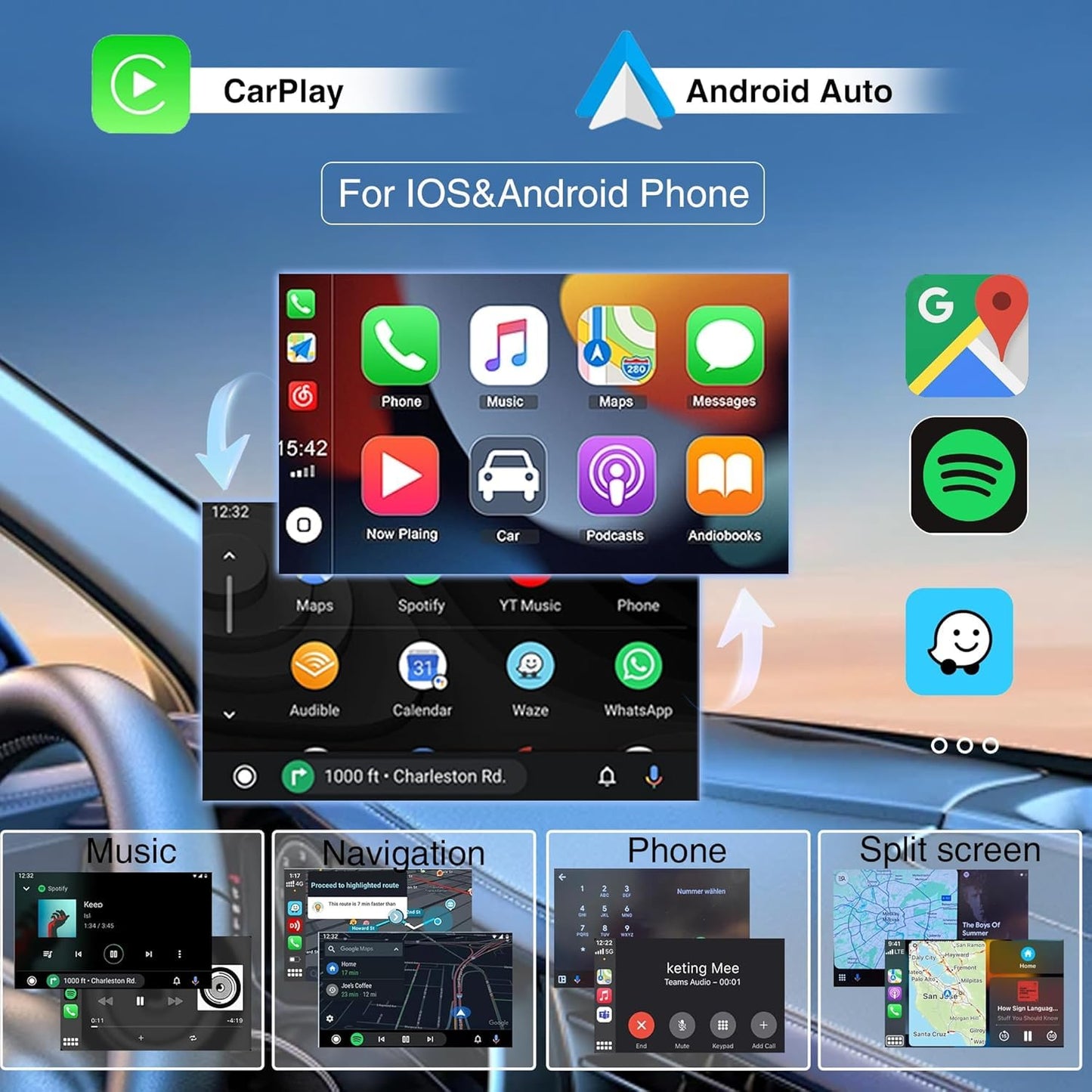SCUMAXCON - Estéreo para auto de 6.5 pulgadas, RCD360 PROII RCD330, Carplay, Android Auto, Bluetooth, USB, SD, RVC, FM, para VW Golf MK5, MK6, Passat, Jetta CC EOS (cámara de reversa activada)