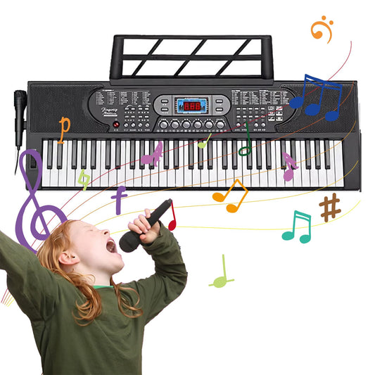 GILLAS Piano Eléctrico con 61 Teclas Estándar, Teclado Electrónico Portátil, Teclado Musical para Principiantes, Teclados Musicales Portátil para Principiantes Niños Estudio, Negro
