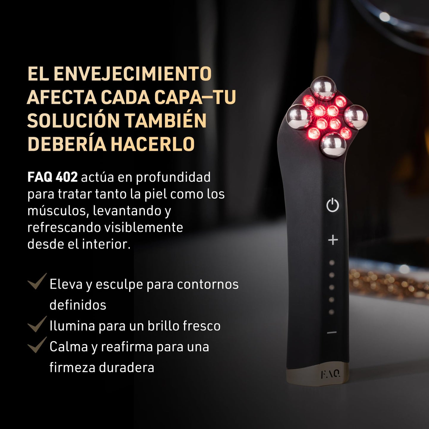 Set de cuidado FAQ Sculpt & Glow – Dispositivo FAQ 402 + Serum facial P1 Miel de Manuka con Acido Hialuronico – Antienvejecimiento skincare para tonificar y drenar el rostro