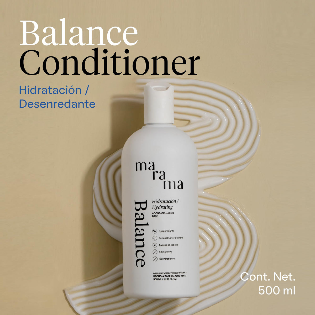 MARAMA | Acondicionador sin Parabenos - Aloe Vera - 250 ml | Fortalece Cabello - Tratamiento para Cabello Maltratado - Suavizante | Anti Frizz | Vegano - Cruelty-Free - Reciclable