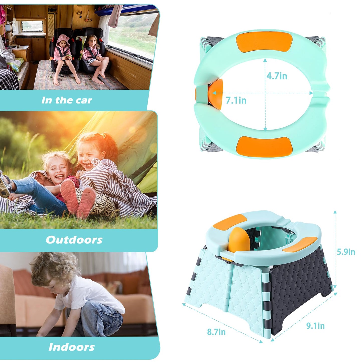 Yszawmx - Orinal portátil para viajes de niños, silla de entrenamiento para ir al baño con bolsa de viaje, inodoro de entrenamiento para bebés al aire última intervensión e interior, fácil de limpiar