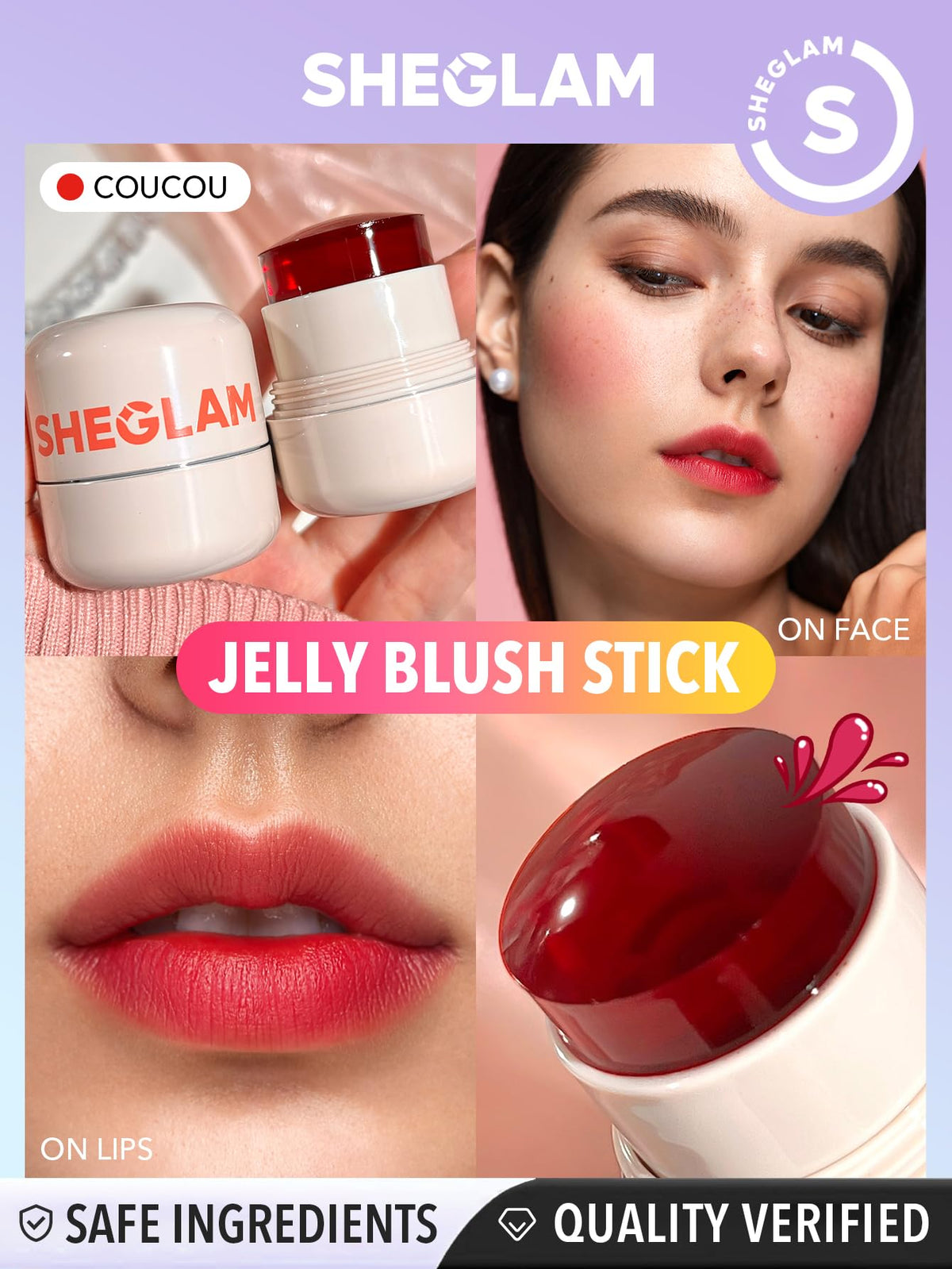 SHEGLAM Jelly-Licious Hydrating Lip and Blush Tint (Coucou, Pequeño)