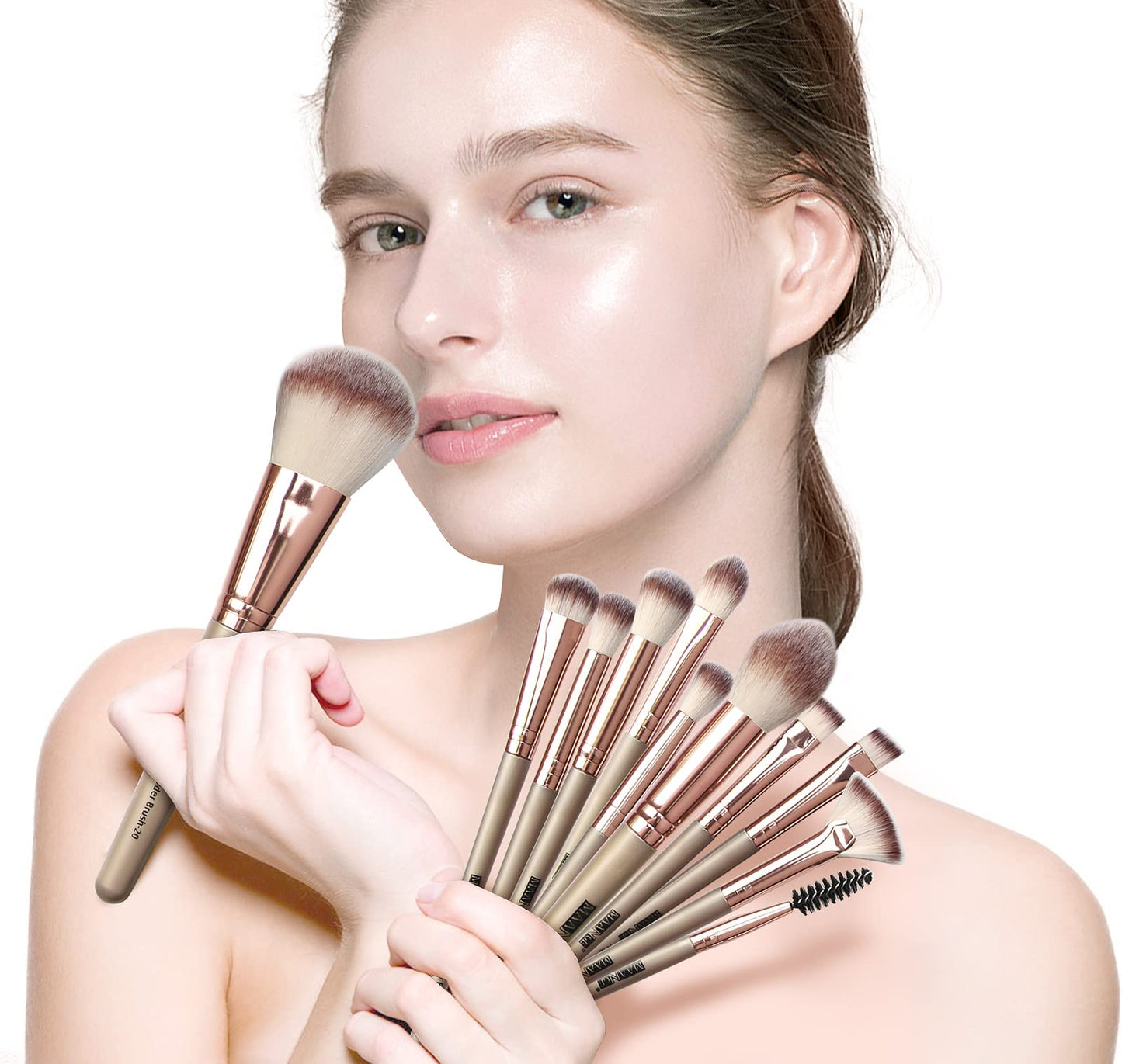 Set de Brochas de Maquillaje MAANGE Champán 20 Piezas Profesionales