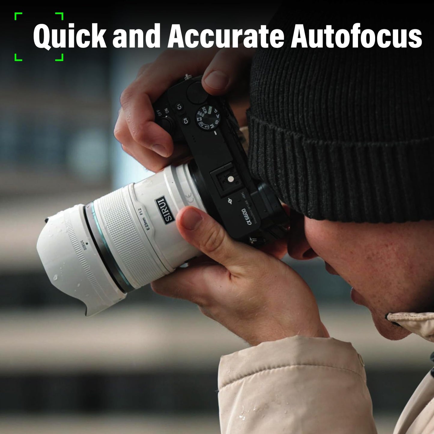 Sirui Sniper 56mm Autofocus Lens, F1.2 Wide Angle APS-C Camera Lens for A5 A6 A7 FX A9 ZV-E Series (E Mount, White)