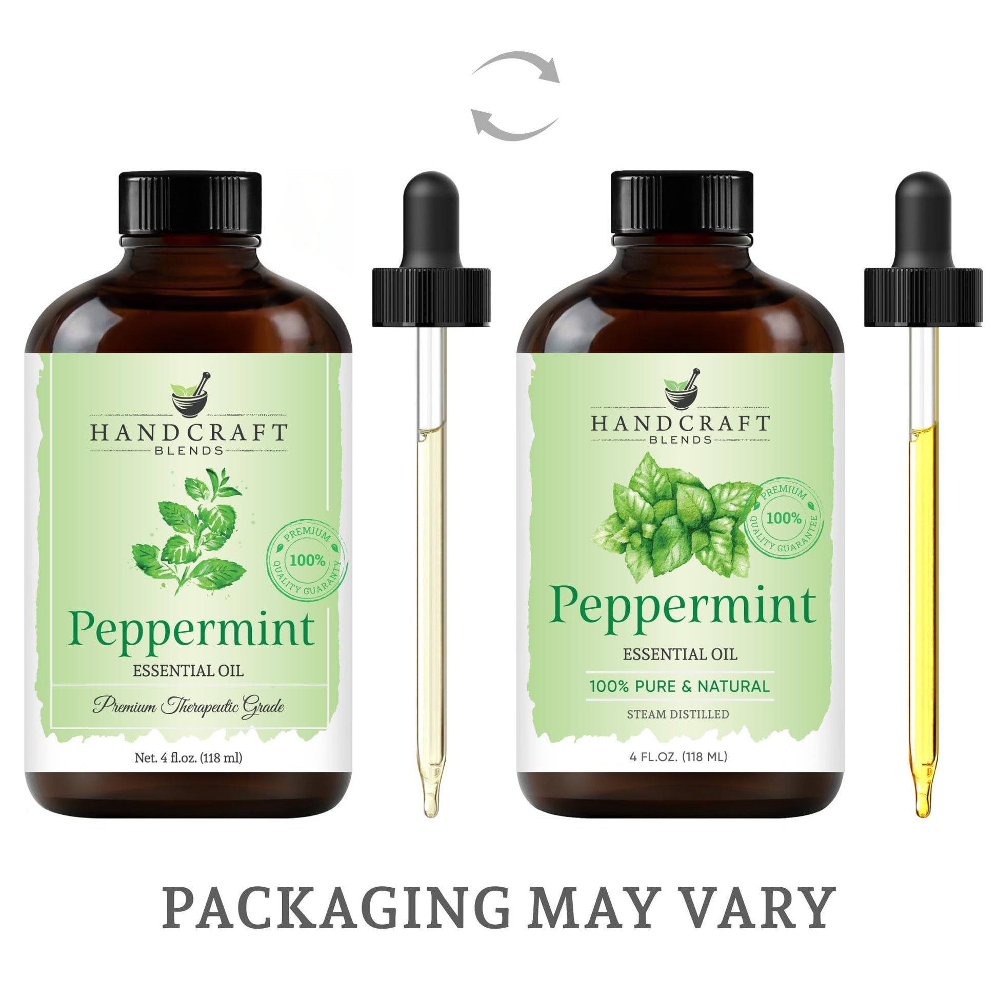 Handcraft Blends Bordative Handcraft Peppermint Essential Oil - Huge 4 OZ - 100% Pure & Natural â€“ Premium Therapeutic Grade with Premium Glass Dropper