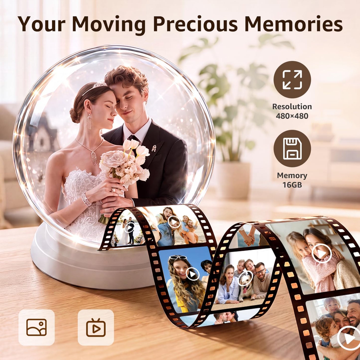 Reproductor de vídeo Memory Orb, bola de vidrio de 3.15 pulgadas