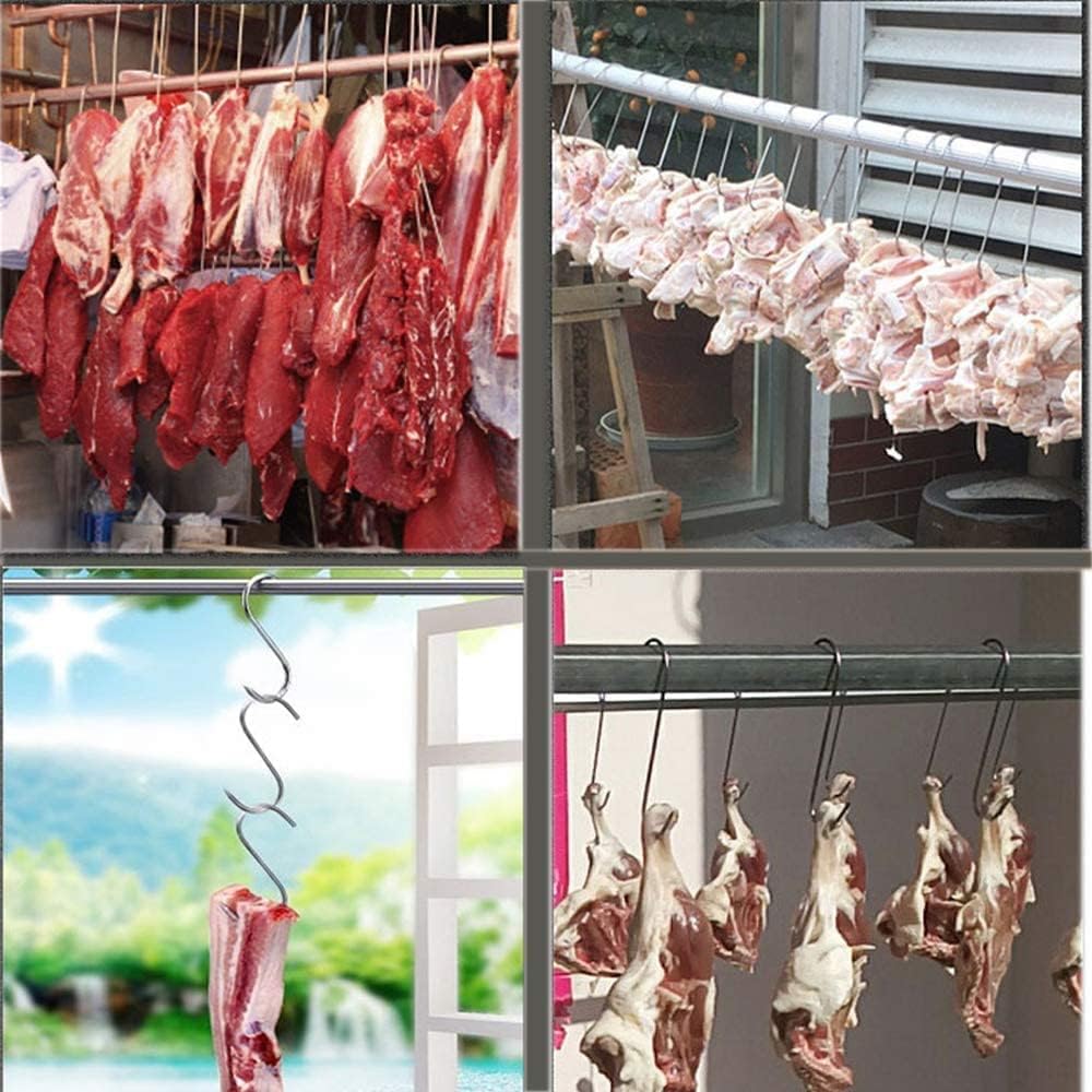 GYUEE - Ganchos para carne de acero inoxidable, 20 unidades, en forma de S, montaje en pared, resistente, 15 cm, para cocina, fumar, secar, almacenamiento