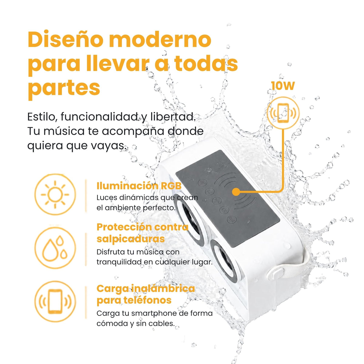 Bocina Inalámbrica PERFECTCHOICE Transparente con Centro de Carga para Smartphone Loopstar