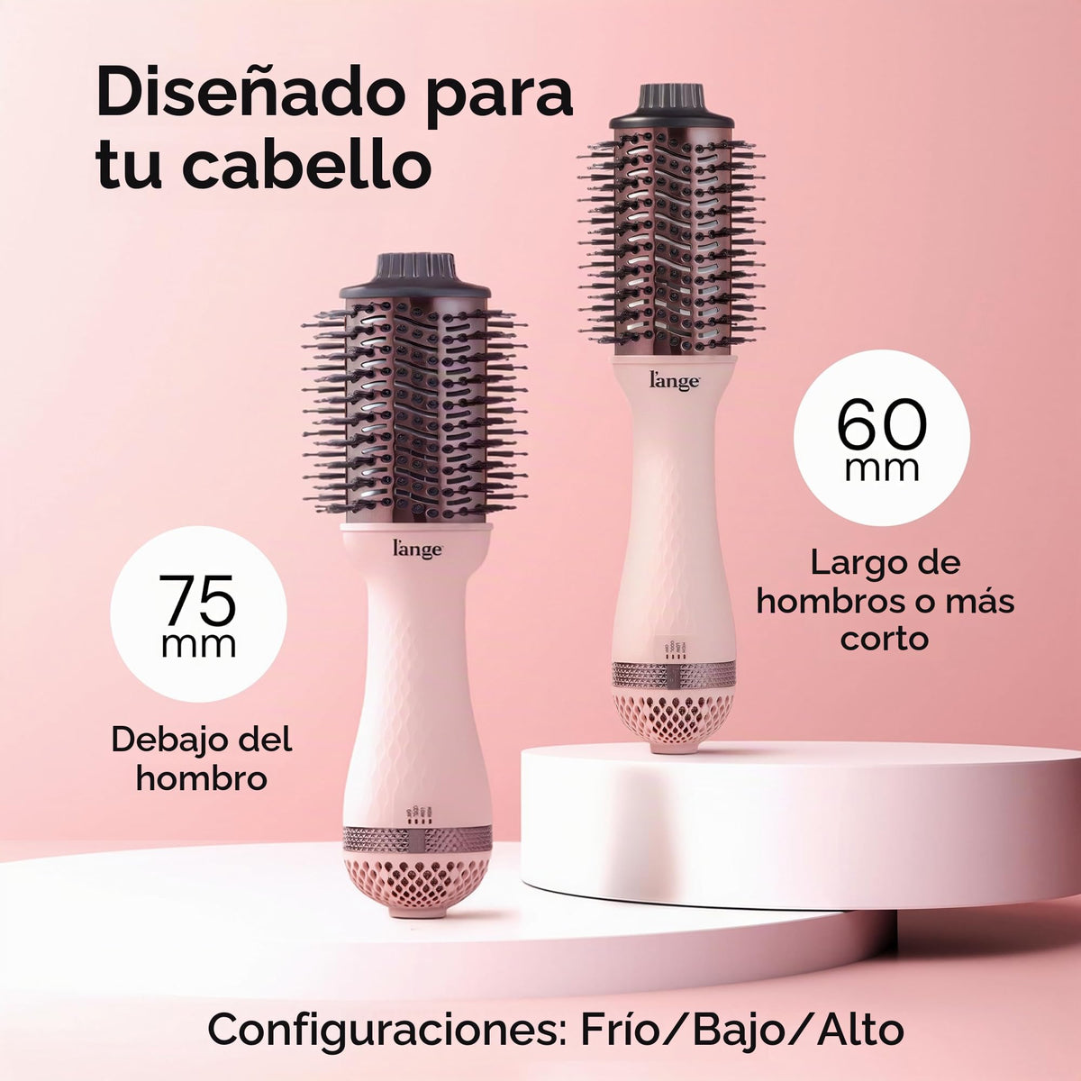 Cepillo Secador L'ANGE HAIR Titanio 2 en 1 Le Volume Ovalado Antifrizz para Cabello