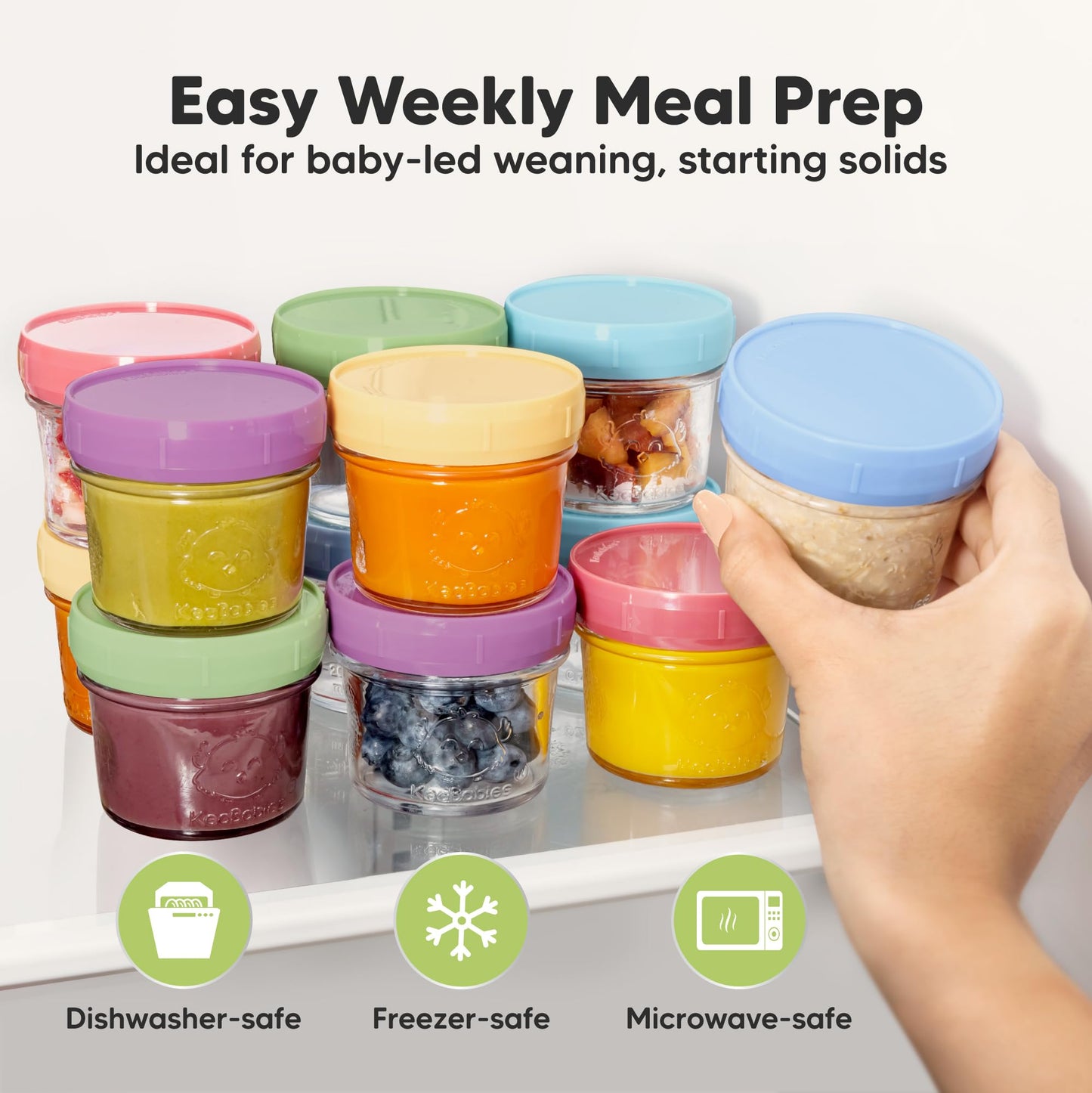 Juego de 12 recipientes para congelación de alimentos para bebés, 60 ml, a prueba de fugas, aptos para microondas, recipientes para almacenamiento de alimentos para bebés