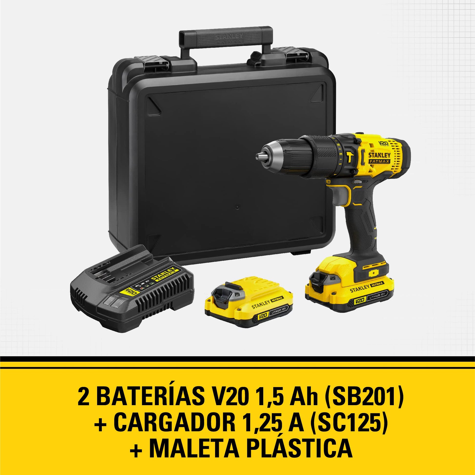 STANLEY Rotomatillo Inalámbrico 20V con 2 Baterías SCD711C2K
