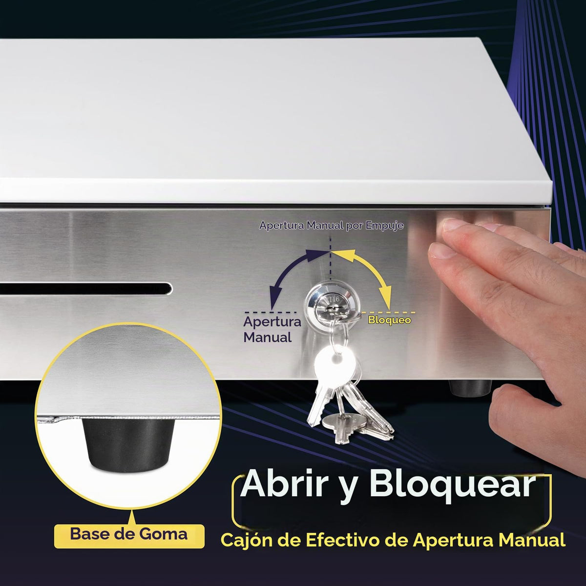 Cajón Registradora Volcora Blanco con Panel Táctil y Bandeja Extraíble, 5 Billetes, 8 Monedas